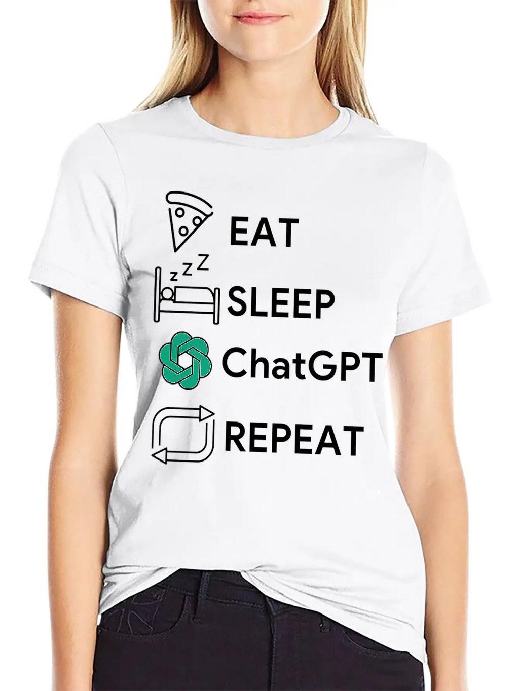 Eat Sleep Chatgpt Repeat Essential Cotton Tee For Daily Outfits – Unisex Style