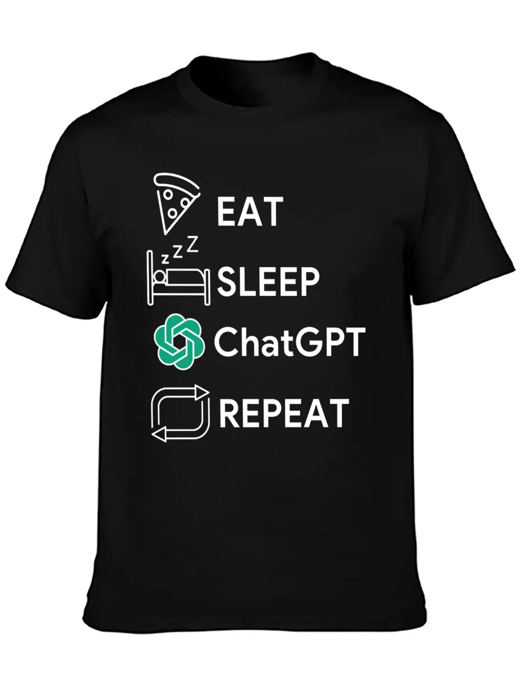 Eat Sleep Chatgpt Repeat Essential Cotton Tee For Daily Outfits – Unisex Style