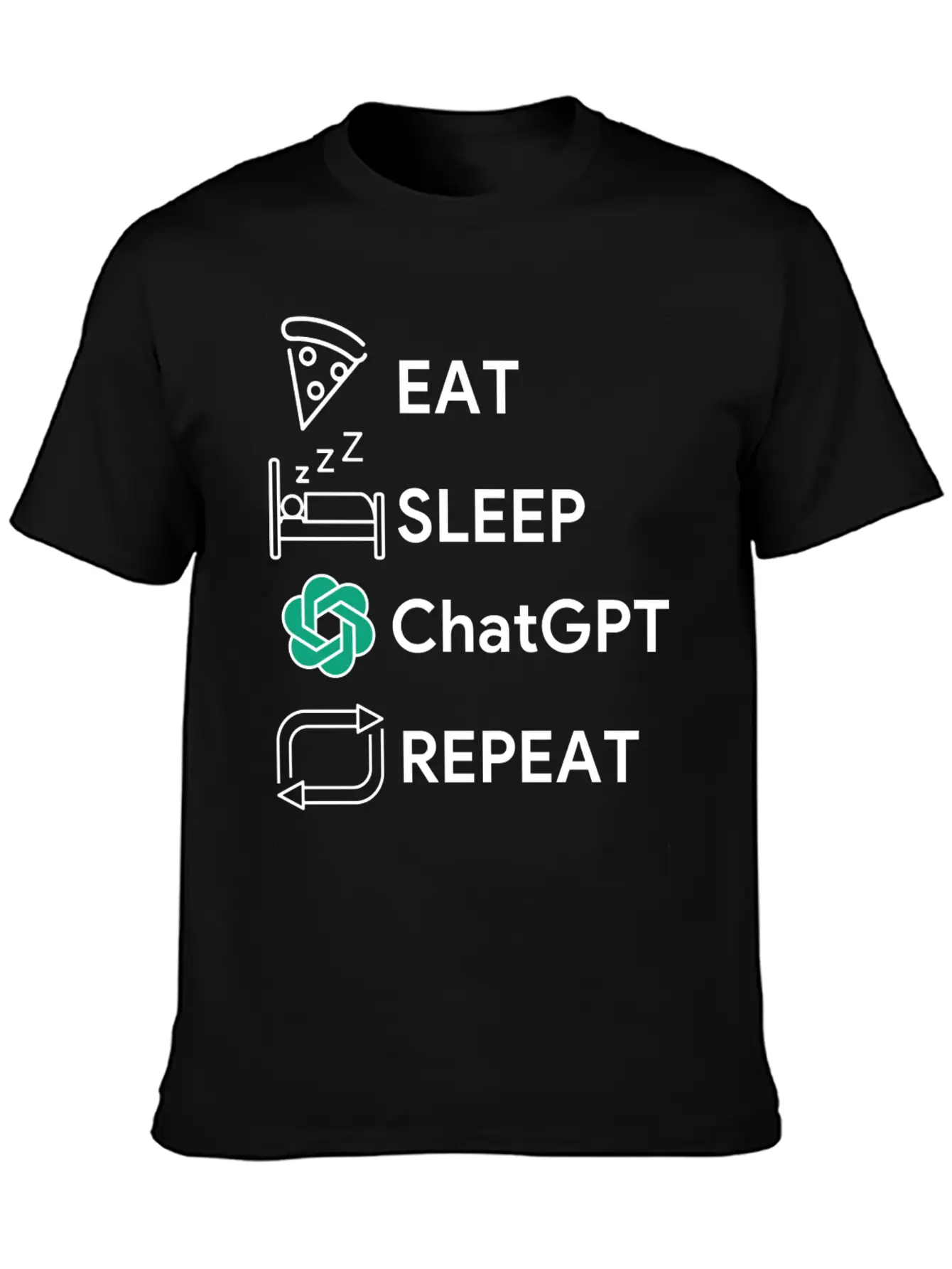 Eat Sleep Chatgpt Repeat Essential Cotton Tee For Daily Outfits – Unisex Style