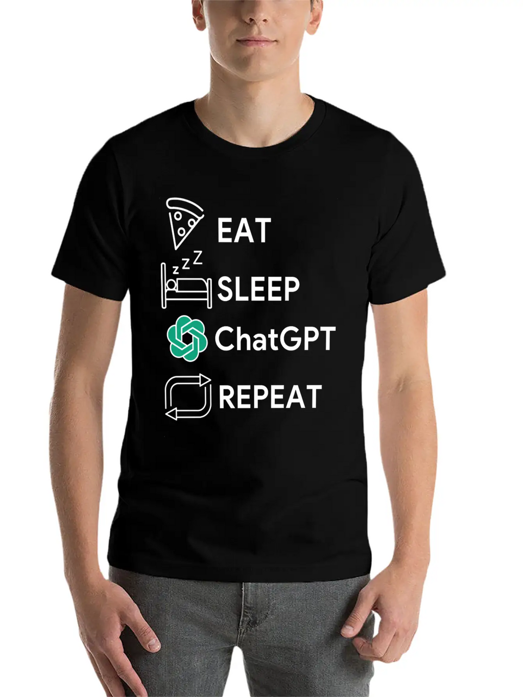 Eat Sleep Chatgpt Repeat Essential Cotton Tee For Daily Outfits – Unisex Style