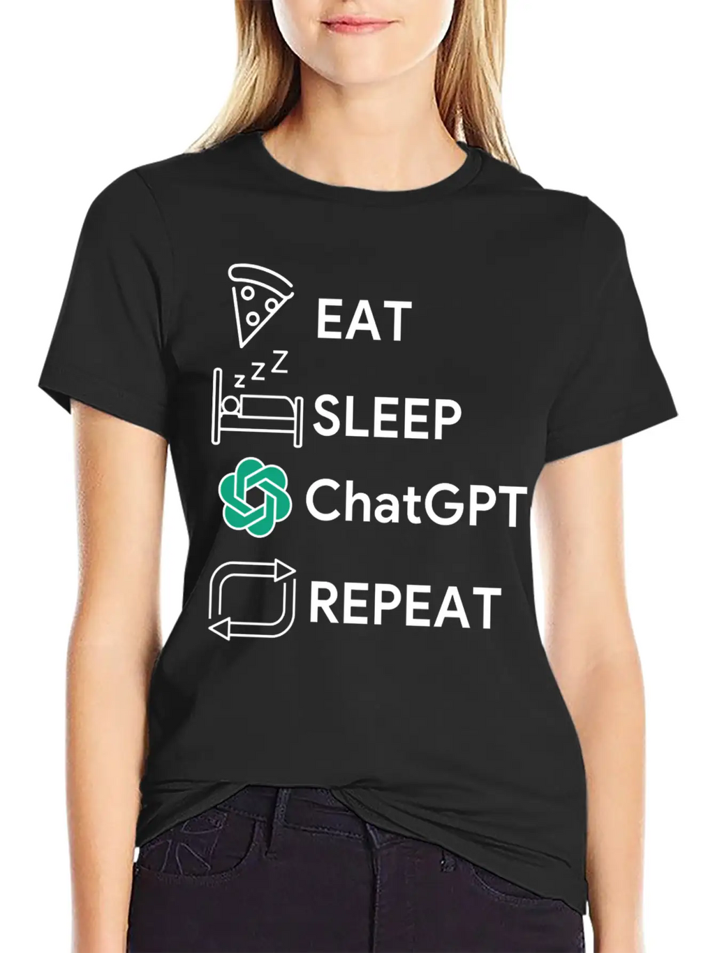 Eat Sleep Chatgpt Repeat Essential Cotton Tee For Daily Outfits – Unisex Style