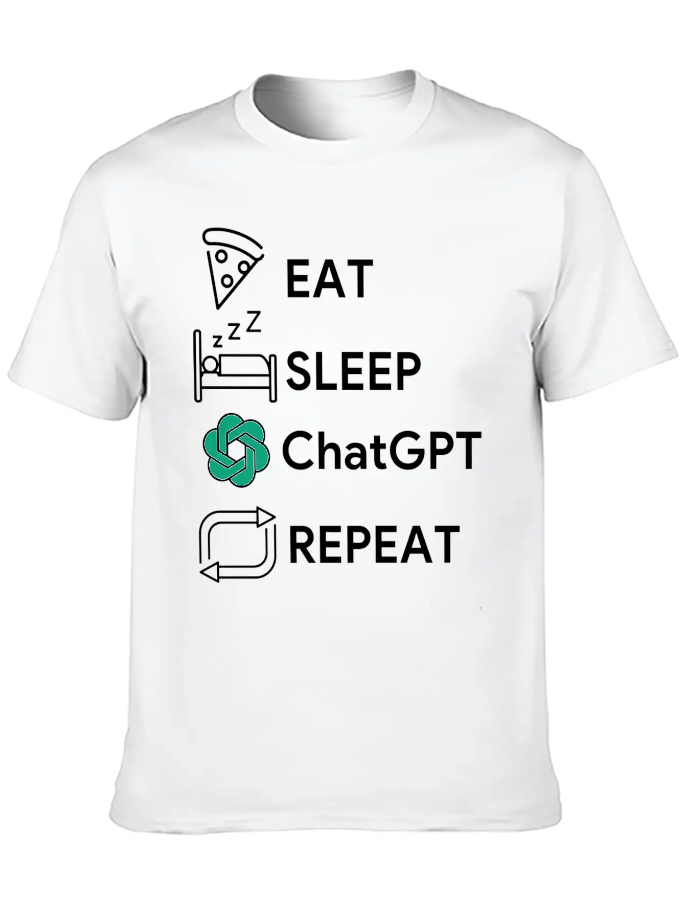 Eat Sleep Chatgpt Repeat Essential Cotton Tee For Daily Outfits – Unisex Style