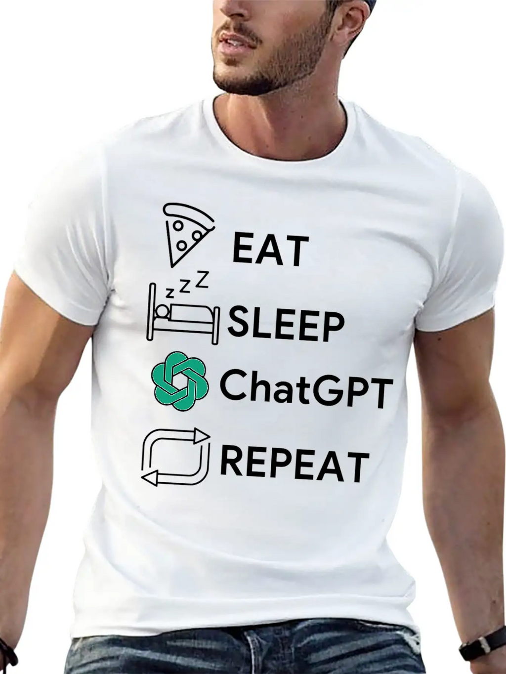 Eat Sleep Chatgpt Repeat Essential Cotton Tee For Daily Outfits – Unisex Style