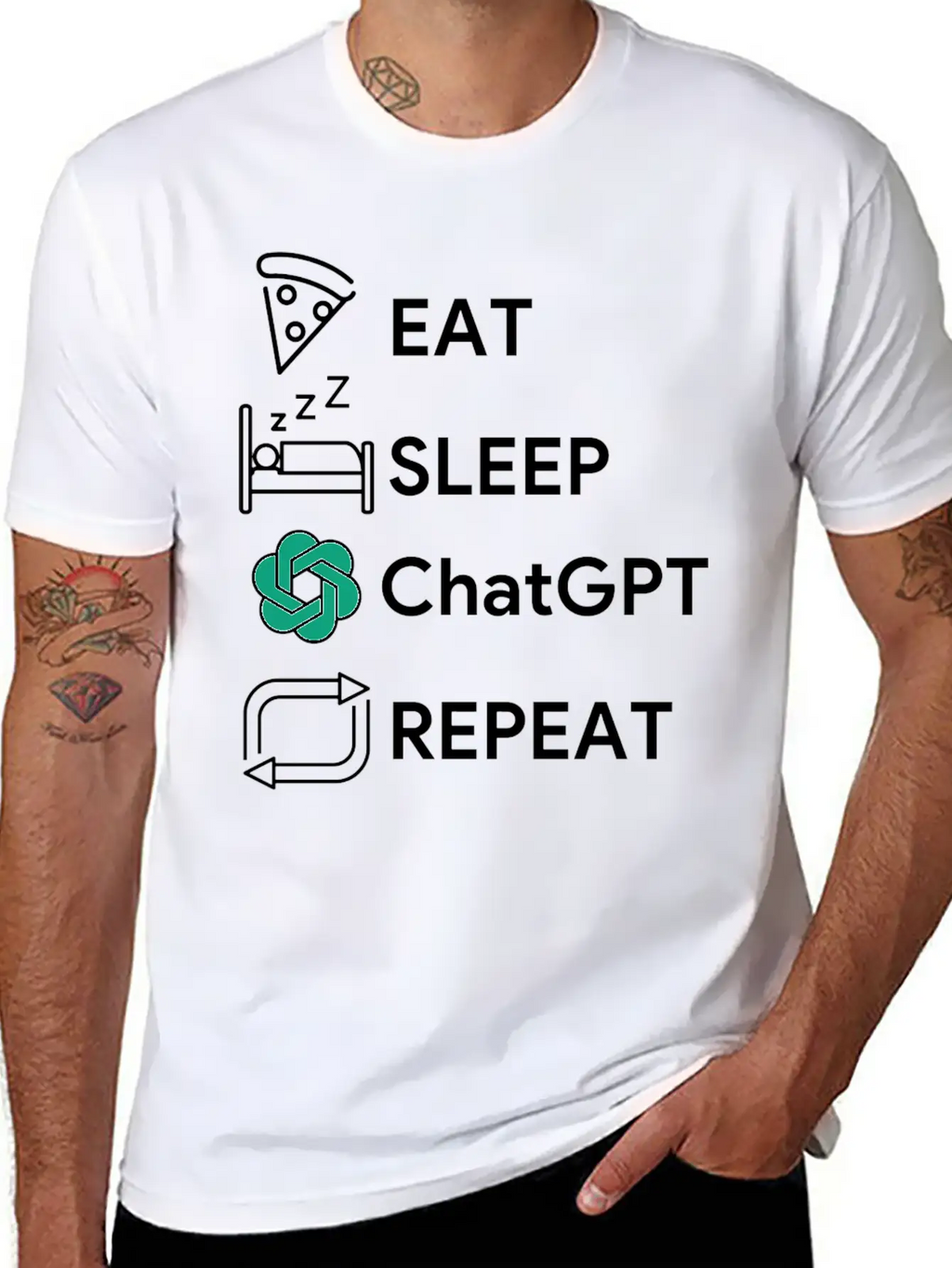 Eat Sleep Chatgpt Repeat Essential Cotton Tee For Daily Outfits – Unisex Style