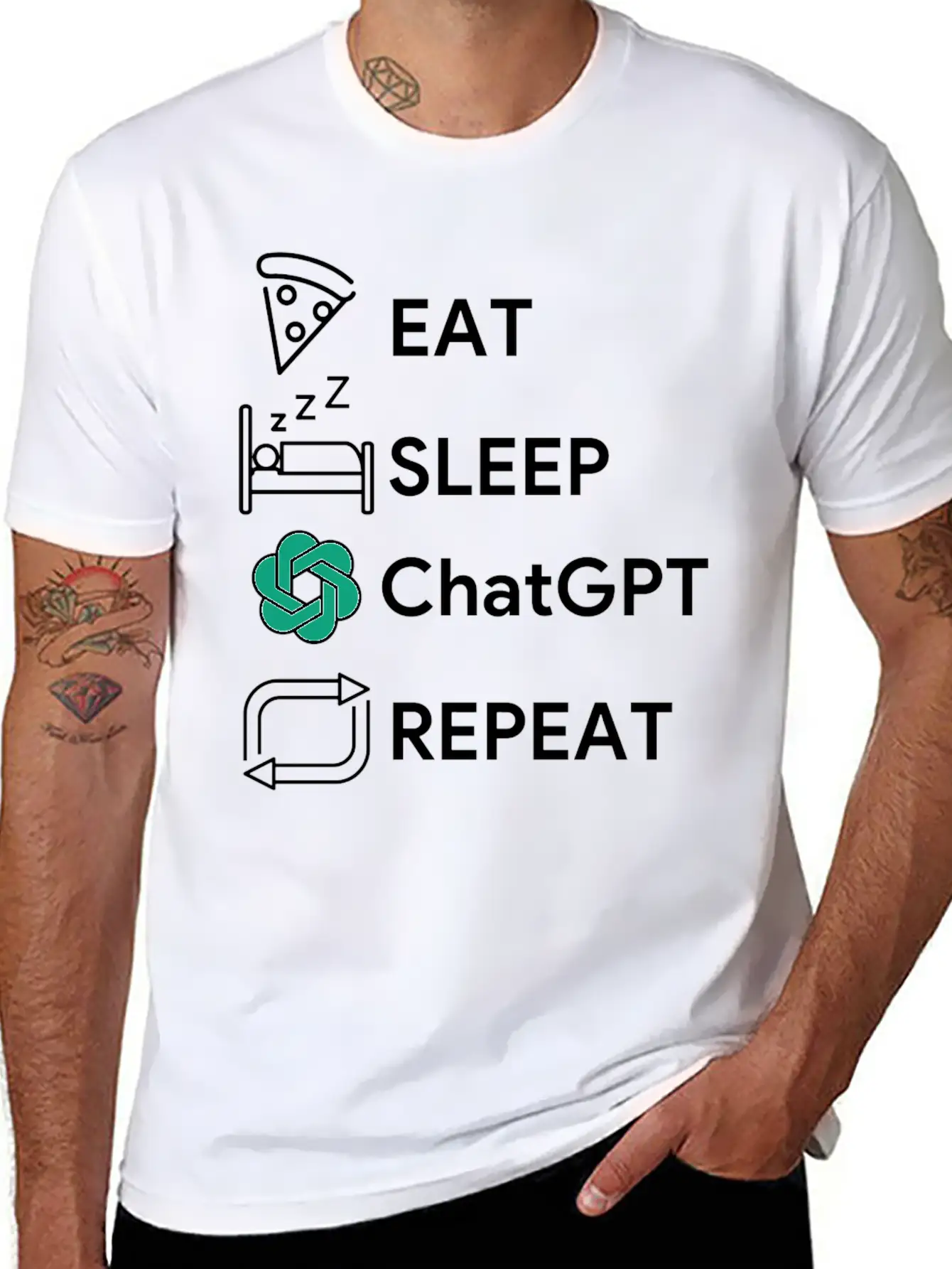 Eat Sleep Chatgpt Repeat Essential Cotton Tee For Daily Outfits – Unisex Style