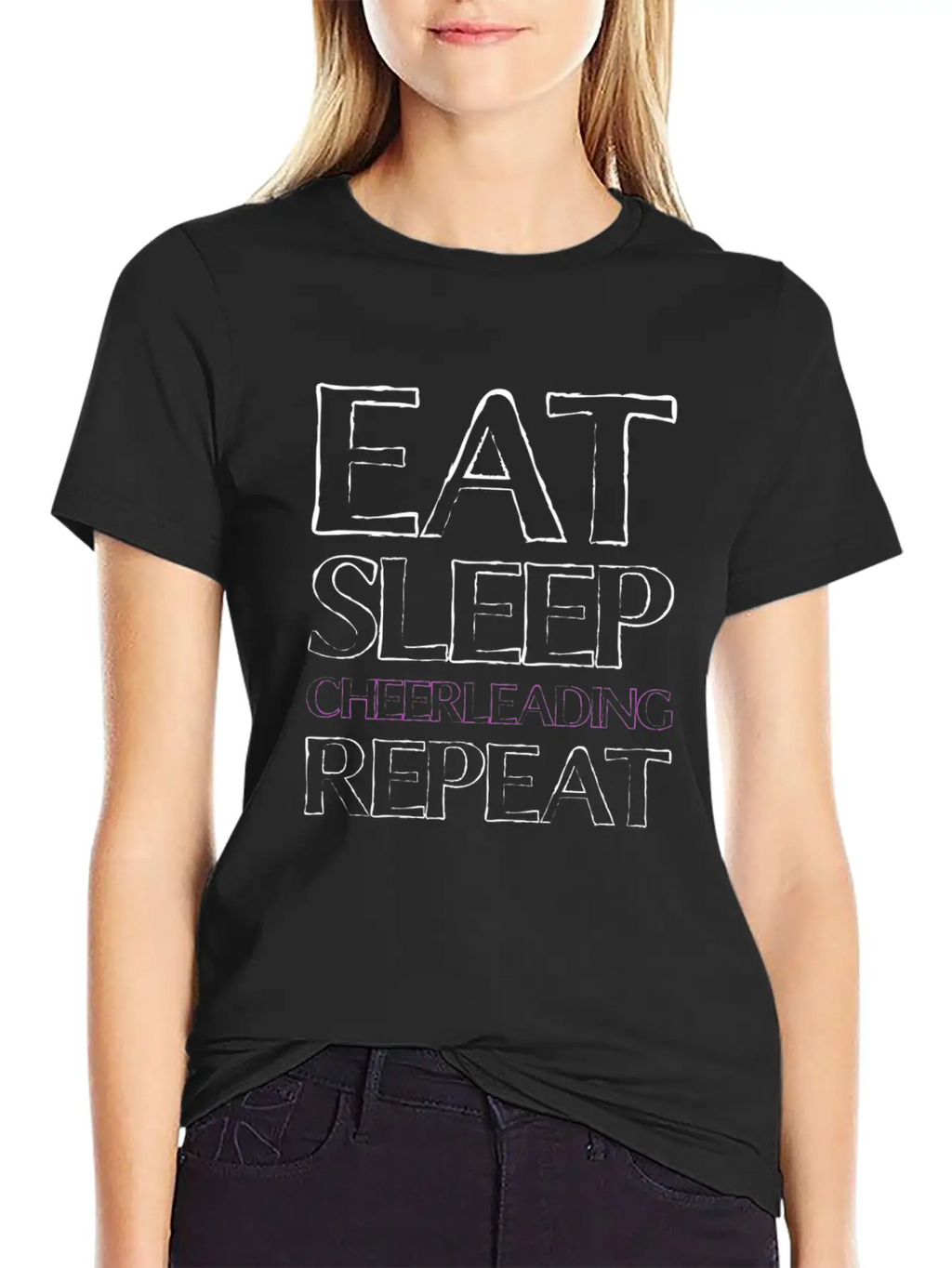 Eat Sleep Cheerleading Basic Graphic T-Shirt – Daily Comfort In Soft Cotton