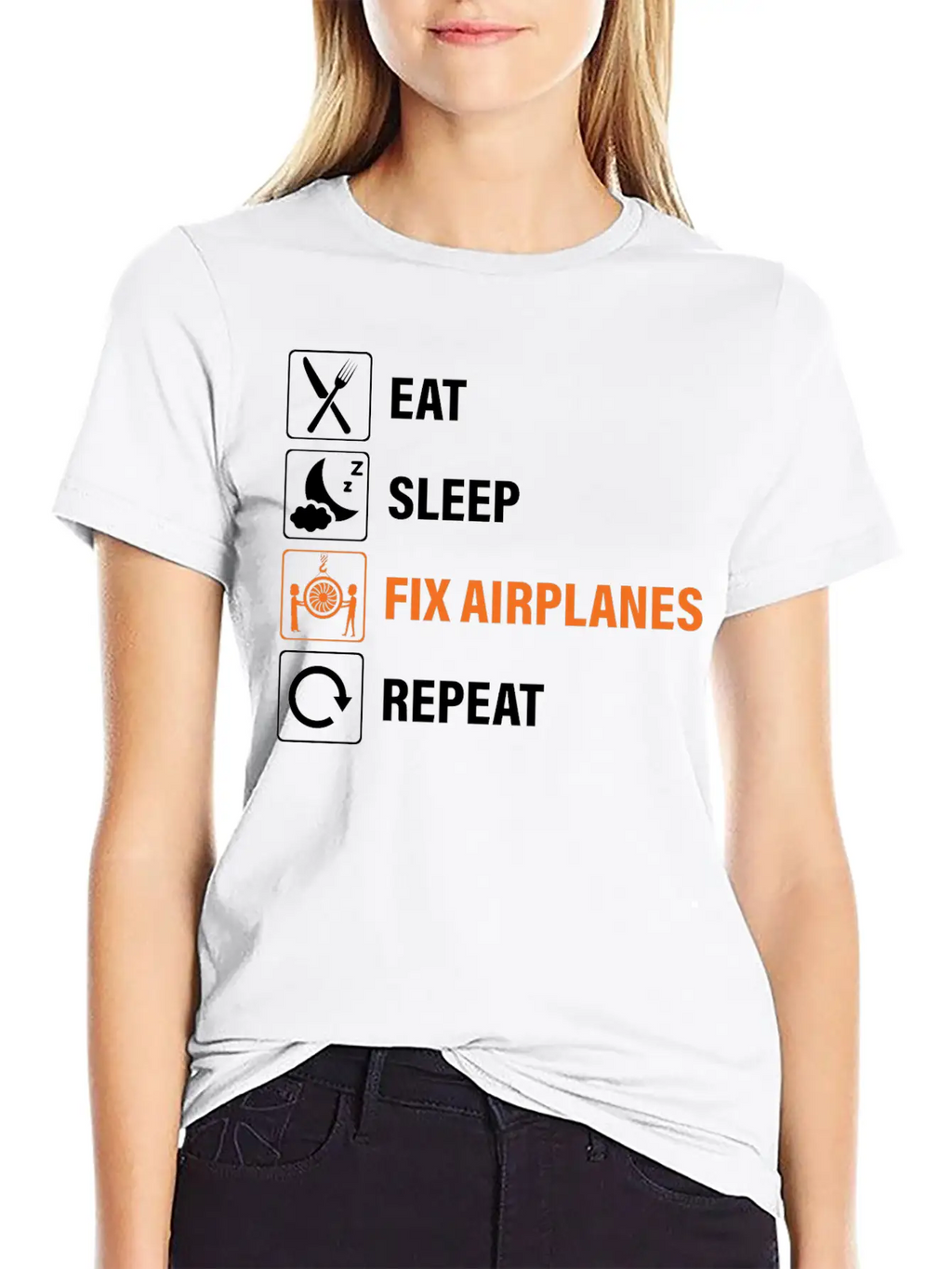 Eat Sleep Fix Airplanes Repeat Aircraft Mechanic Essential Cotton Tee For Daily Outfits – Unisex Style