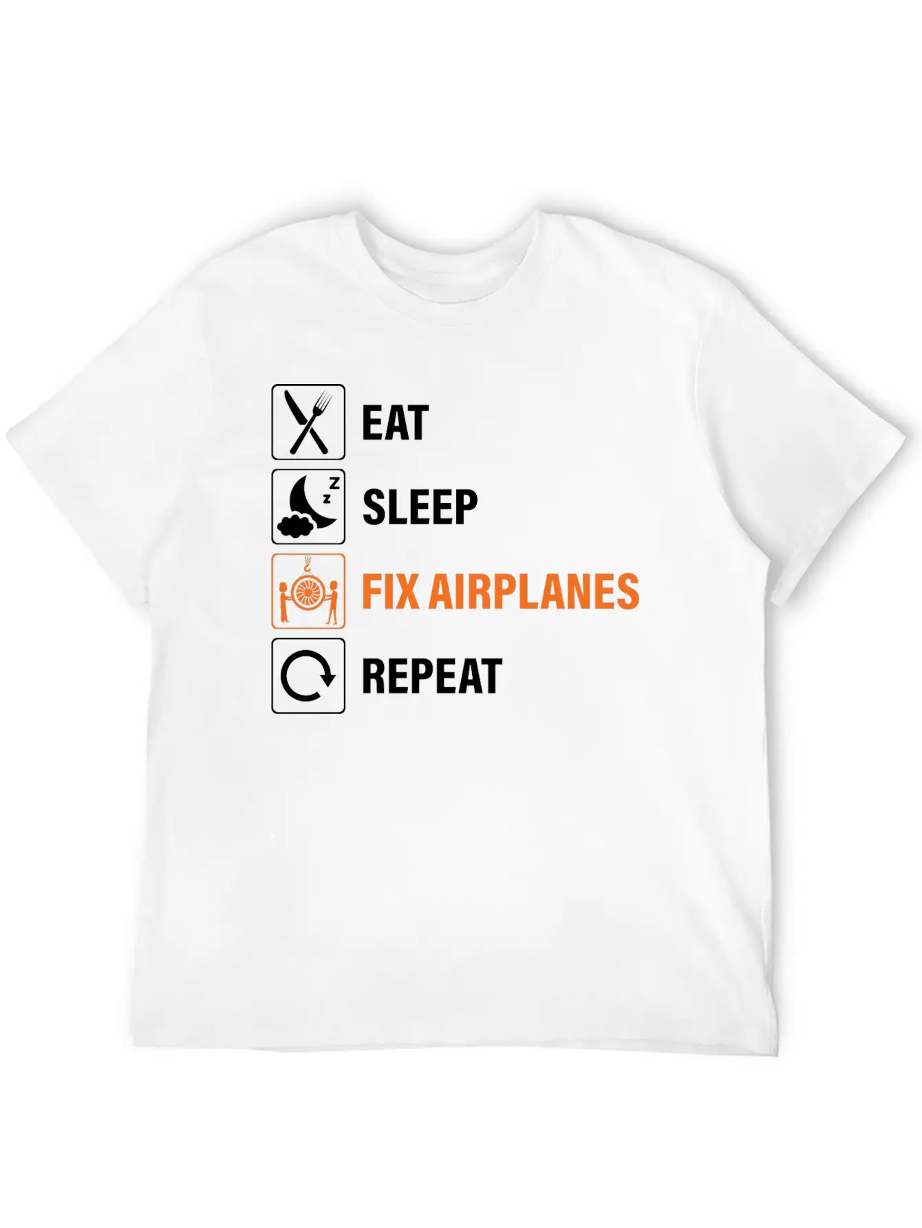 Eat Sleep Fix Airplanes Repeat Aircraft Mechanic Essential Cotton Tee For Daily Outfits – Unisex Style
