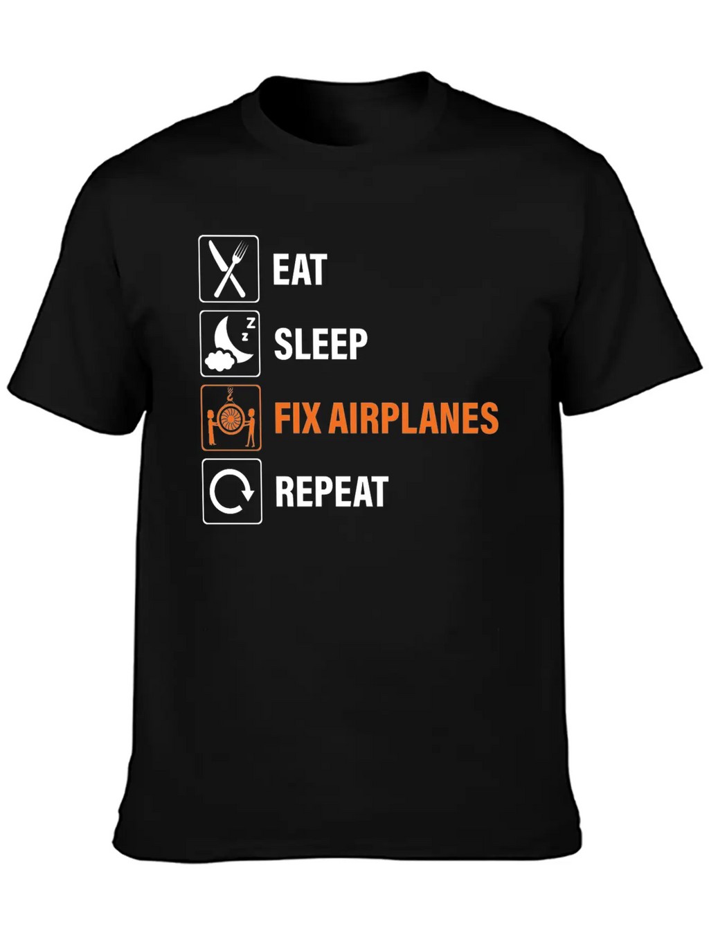 Eat Sleep Fix Airplanes Repeat Aircraft Mechanic Essential Cotton Tee For Daily Outfits – Unisex Style