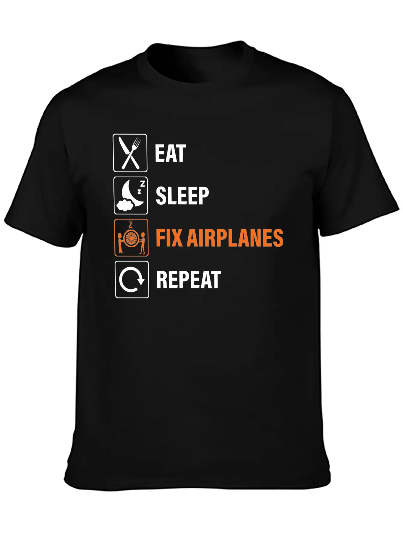 Eat Sleep Fix Airplanes Repeat Aircraft Mechanic Essential Cotton Tee For Daily Outfits – Unisex Style