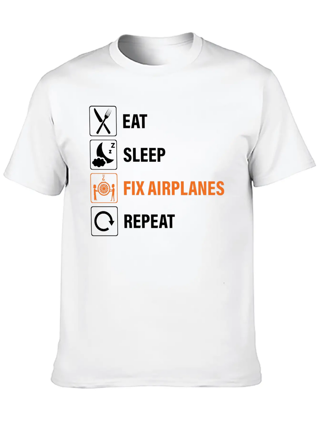 Eat Sleep Fix Airplanes Repeat Aircraft Mechanic Essential Cotton Tee For Daily Outfits – Unisex Style