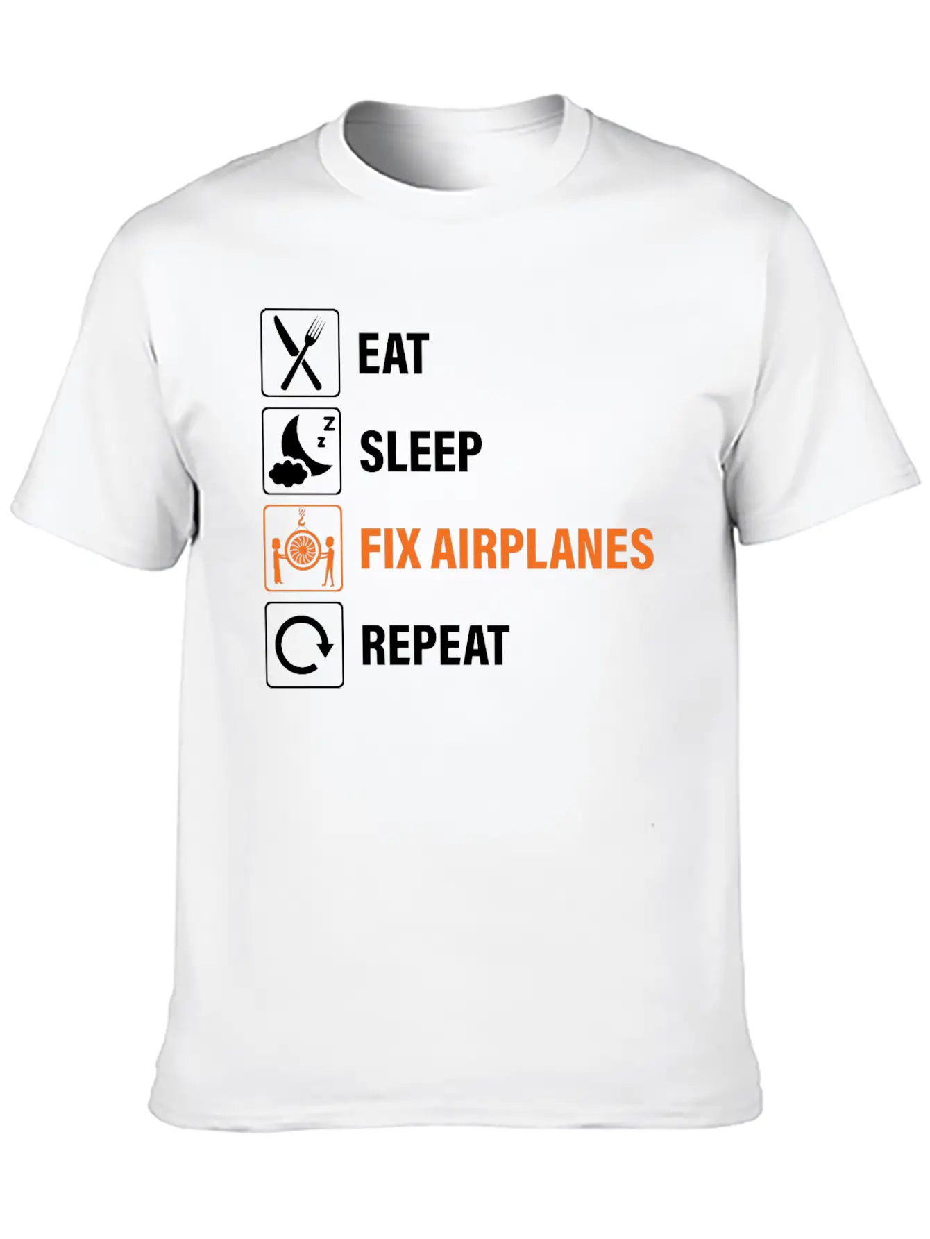 Eat Sleep Fix Airplanes Repeat Aircraft Mechanic Essential Cotton Tee For Daily Outfits – Unisex Style