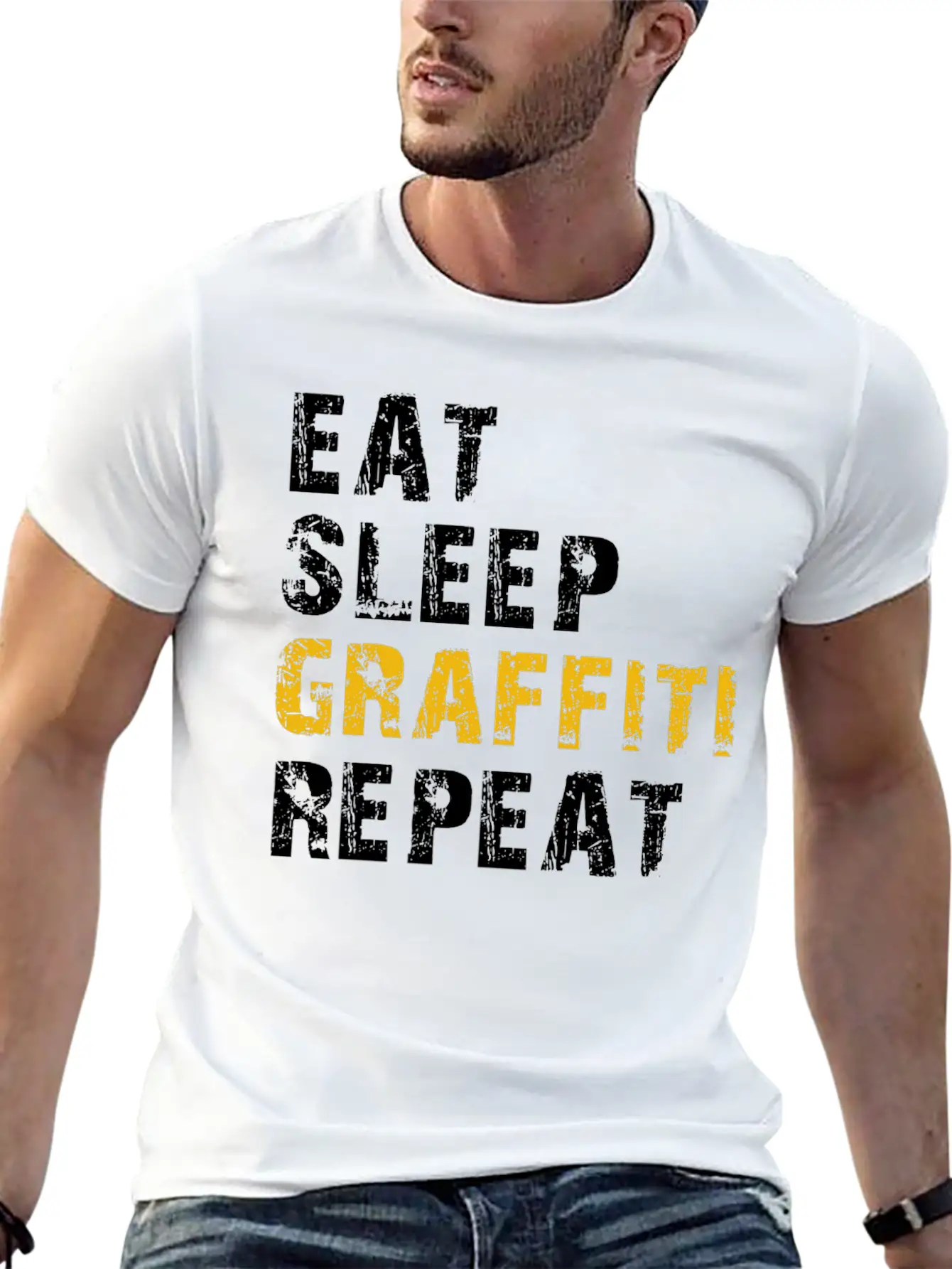 Eat Sleep Graffiti Basic Graphic T-Shirt – Daily Comfort In Soft Cotton