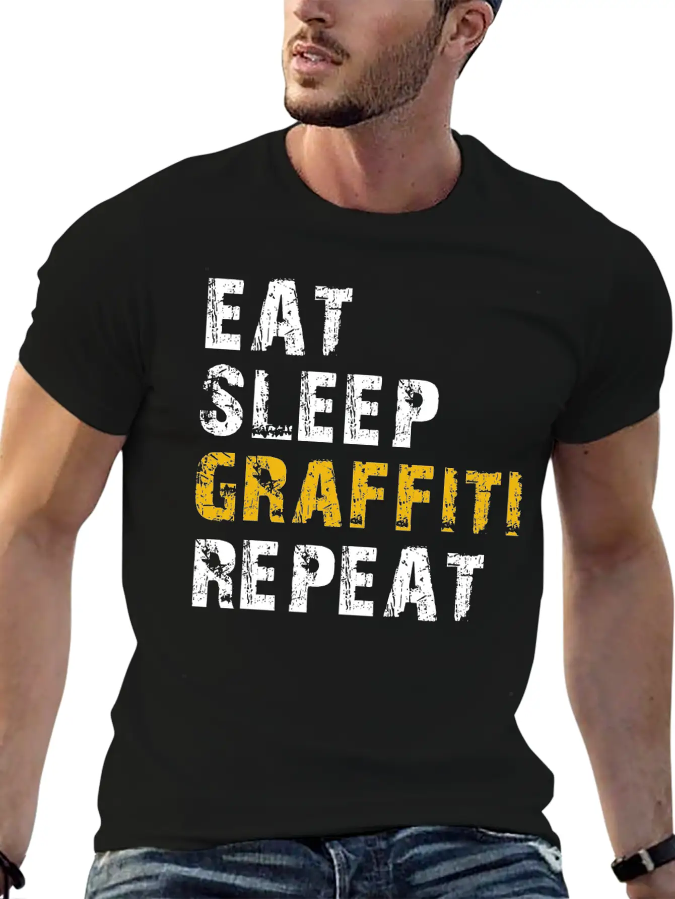 Eat Sleep Graffiti Basic Graphic T-Shirt – Daily Comfort In Soft Cotton