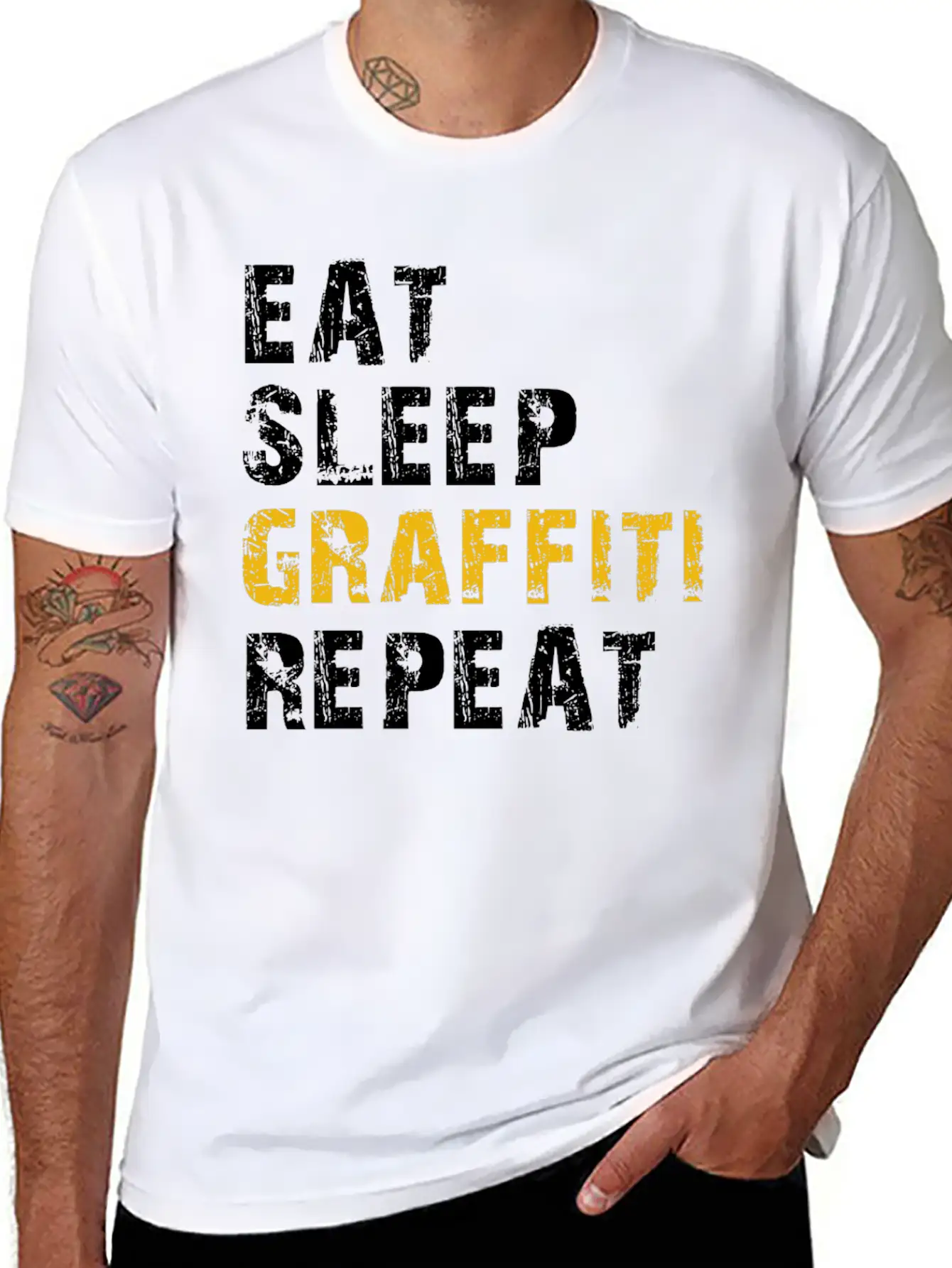 Eat Sleep Graffiti Basic Graphic T-Shirt – Daily Comfort In Soft Cotton