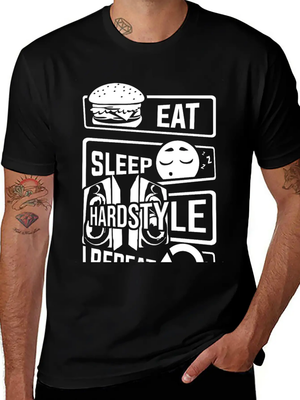 Eat Sleep Hardstyle Repeat - Bass Party Hardbass Relaxed Everyday Tee – Lightweight And Durable Cotton