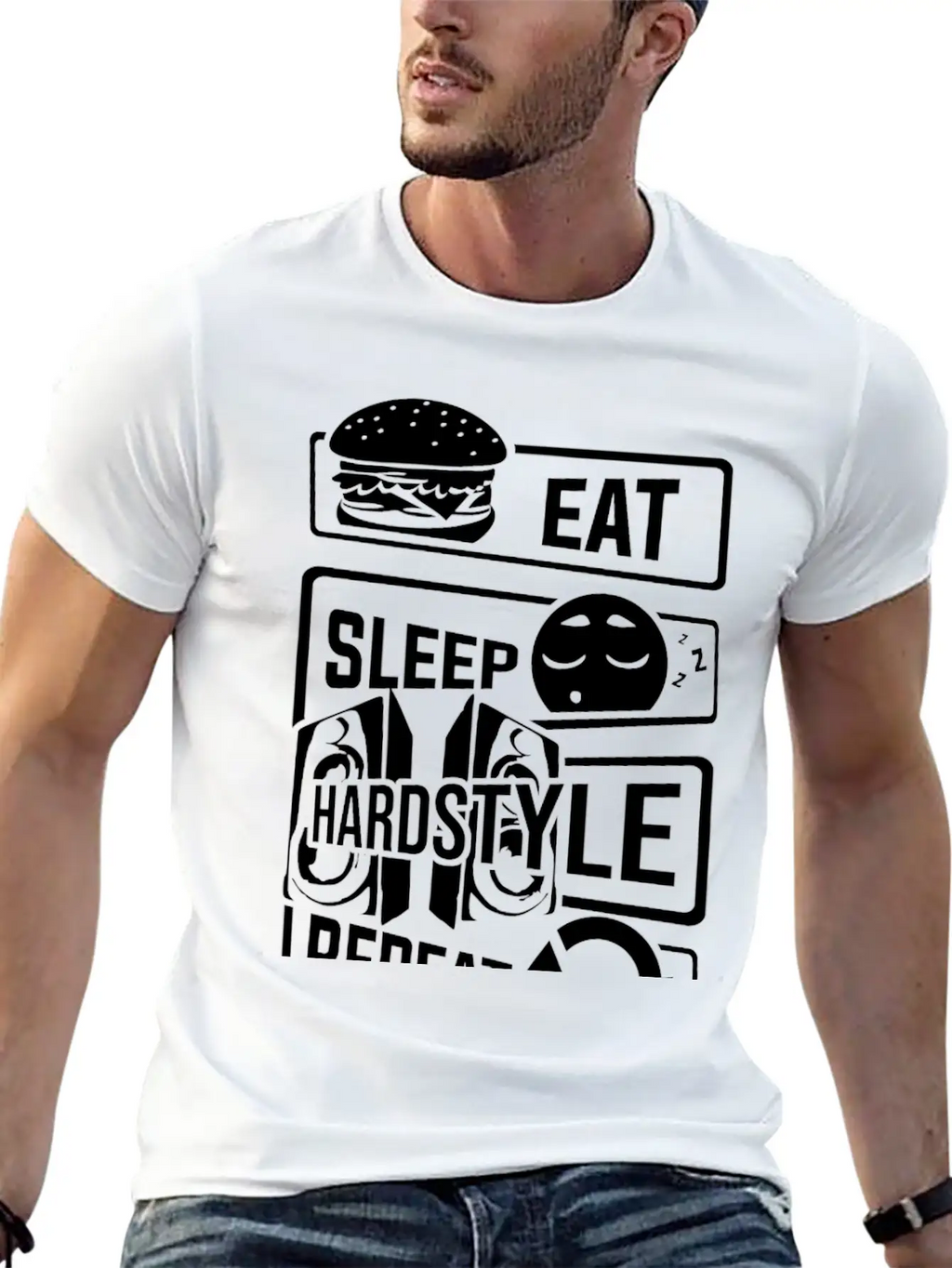 Eat Sleep Hardstyle Repeat - Bass Party Hardbass Relaxed Everyday Tee – Lightweight And Durable Cotton