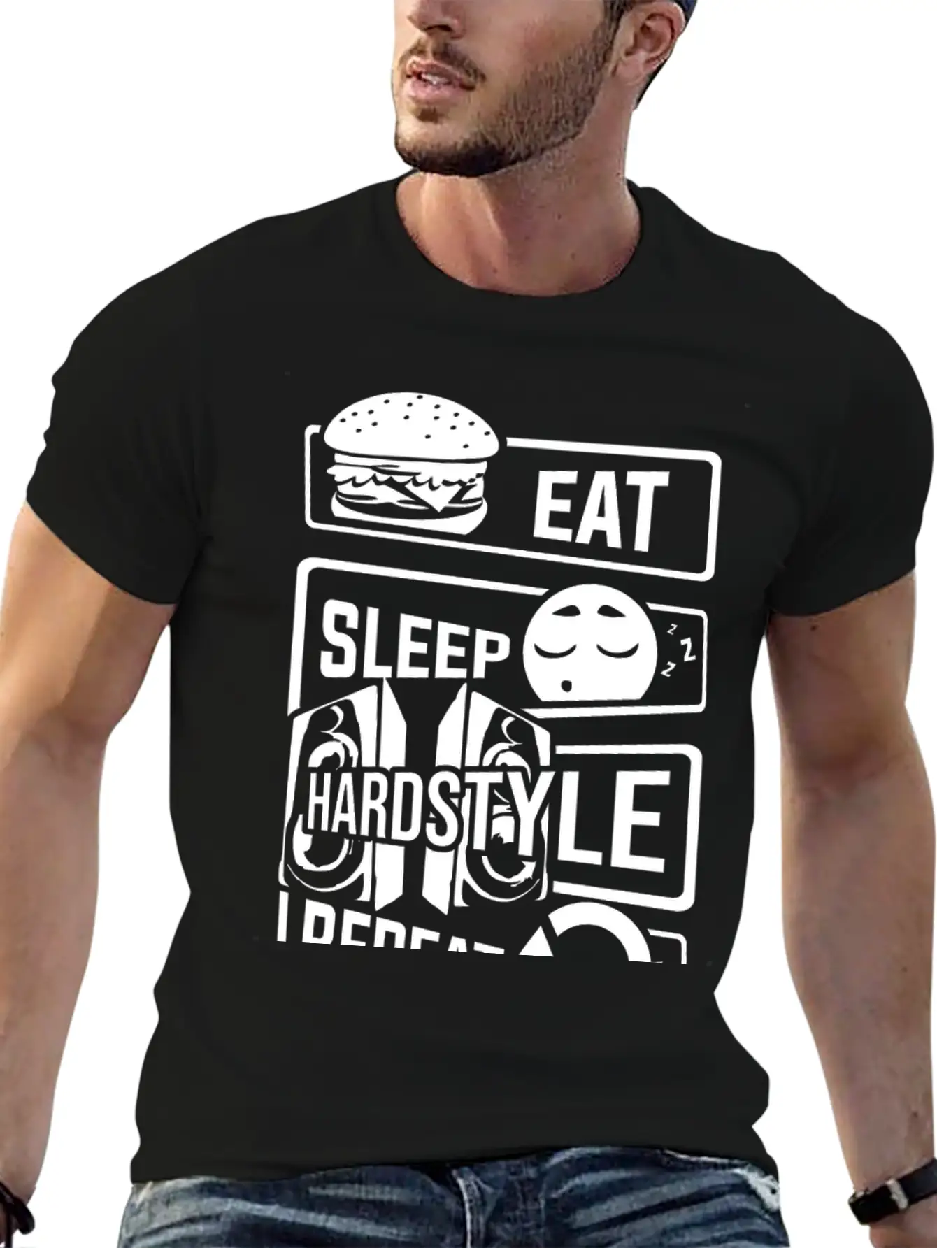 Eat Sleep Hardstyle Repeat - Bass Party Hardbass Relaxed Everyday Tee – Lightweight And Durable Cotton
