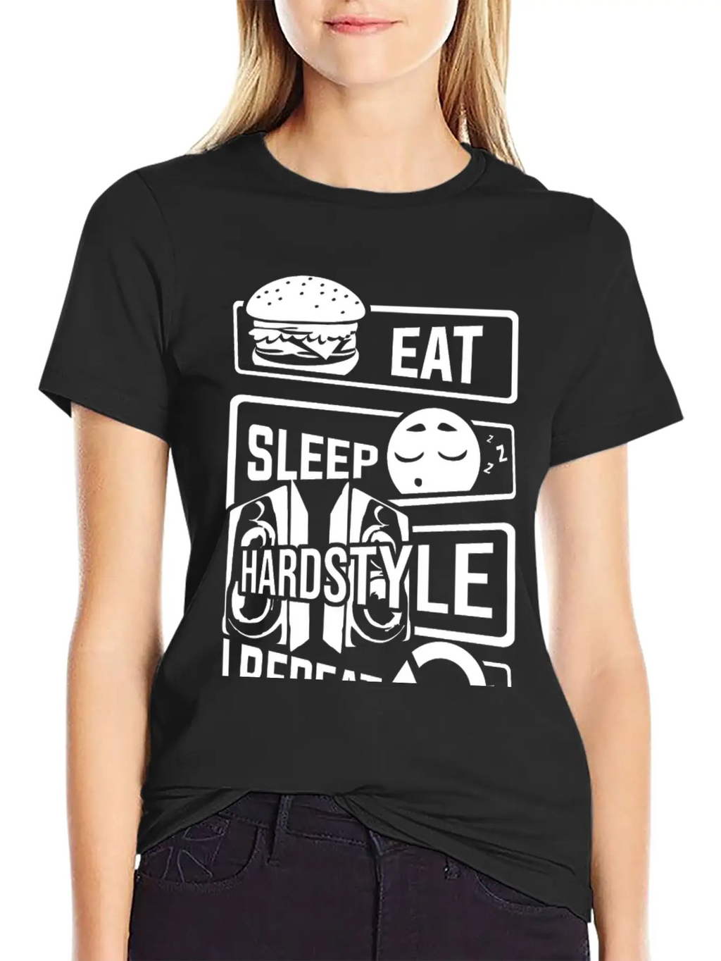 Eat Sleep Hardstyle Repeat - Bass Party Hardbass Relaxed Everyday Tee – Lightweight And Durable Cotton