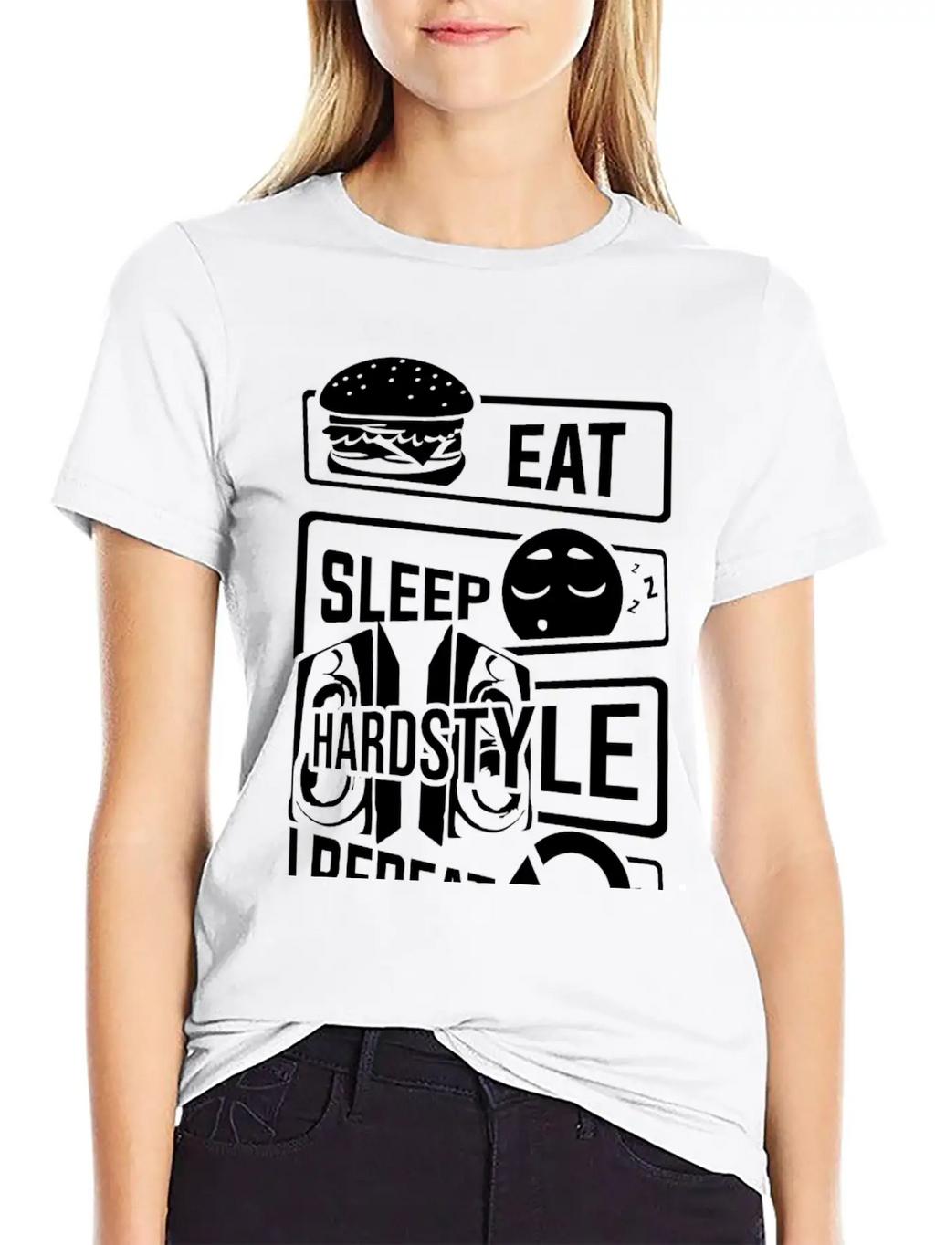 Eat Sleep Hardstyle Repeat - Bass Party Hardbass Relaxed Everyday Tee – Lightweight And Durable Cotton