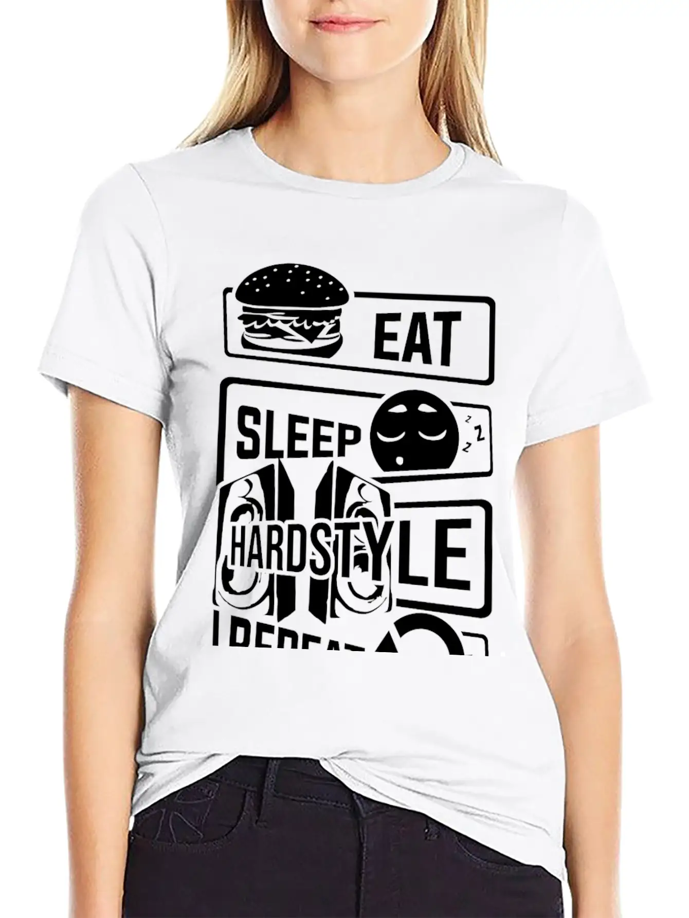 Eat Sleep Hardstyle Repeat - Bass Party Hardbass Relaxed Everyday Tee – Lightweight And Durable Cotton