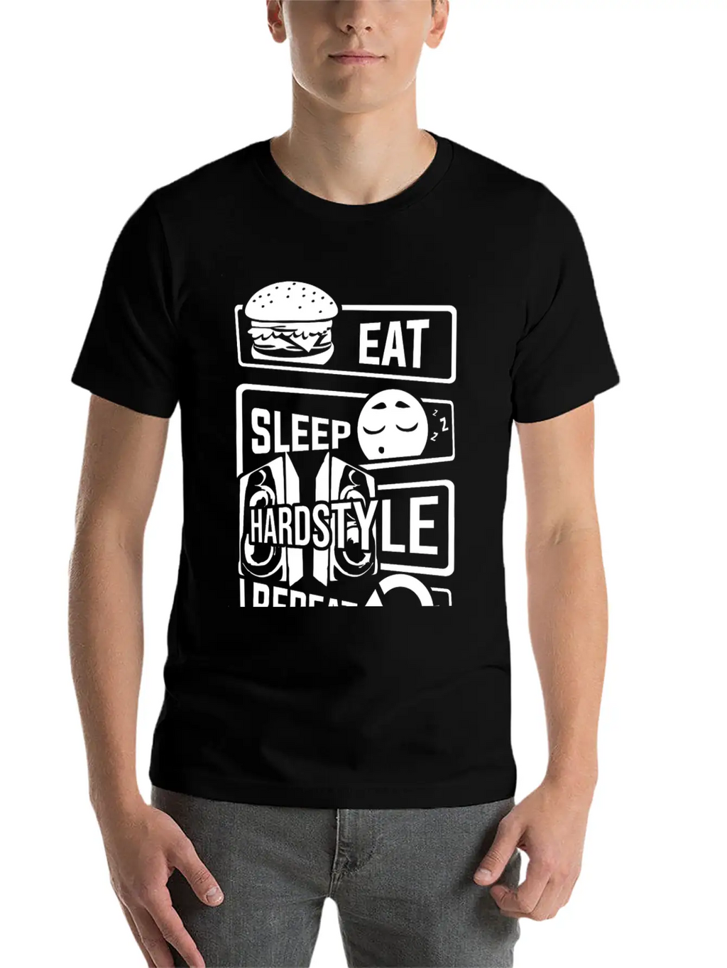 Eat Sleep Hardstyle Repeat - Bass Party Hardbass Relaxed Everyday Tee – Lightweight And Durable Cotton