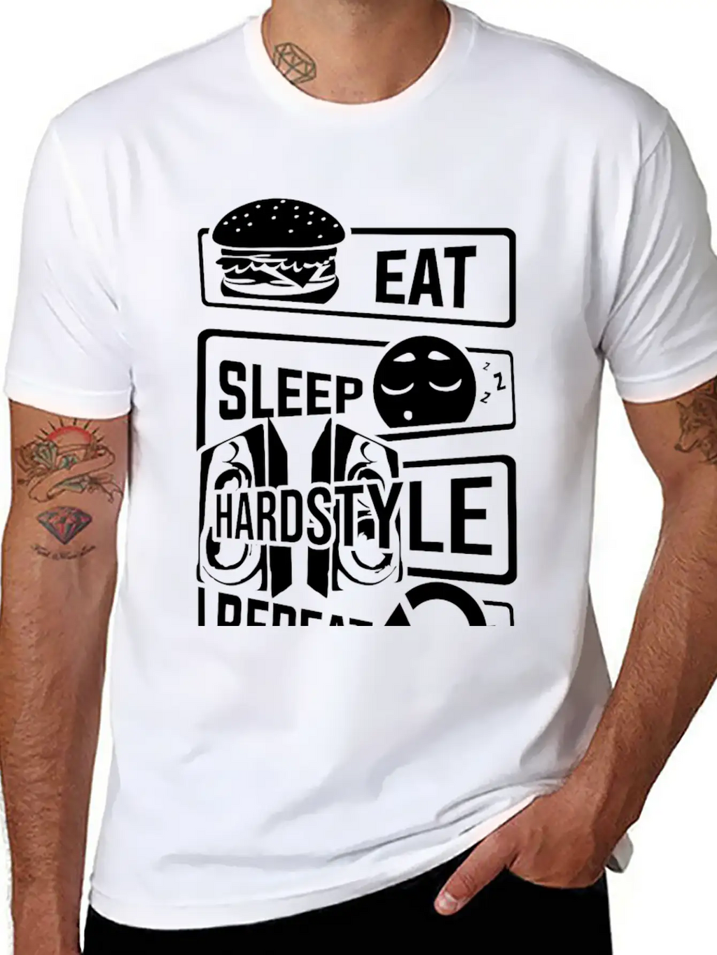 Eat Sleep Hardstyle Repeat - Bass Party Hardbass Relaxed Everyday Tee – Lightweight And Durable Cotton