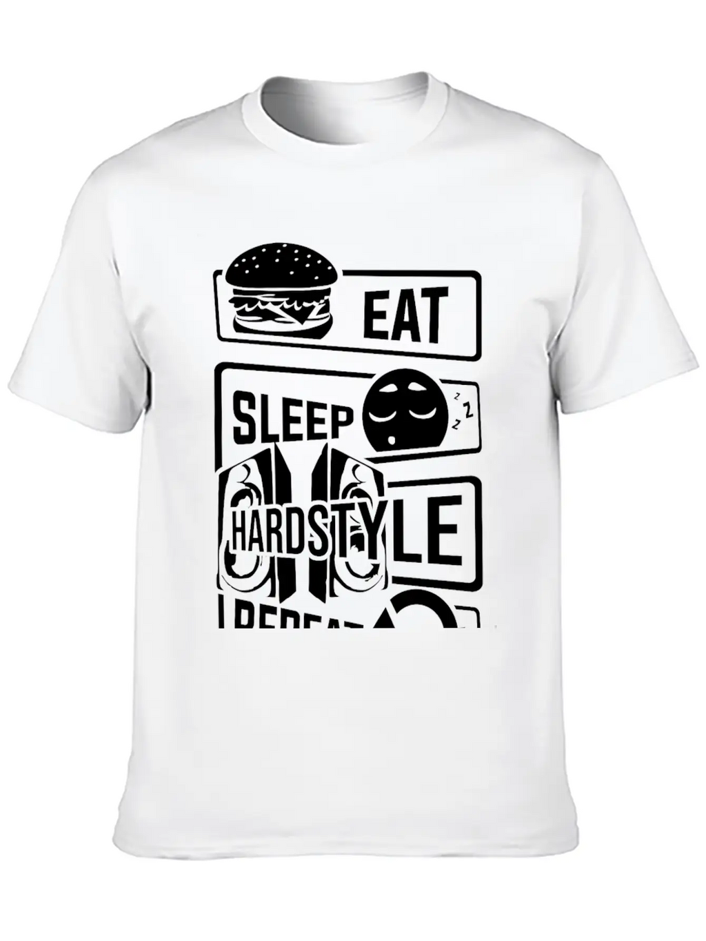Eat Sleep Hardstyle Repeat - Bass Party Hardbass Relaxed Everyday Tee – Lightweight And Durable Cotton