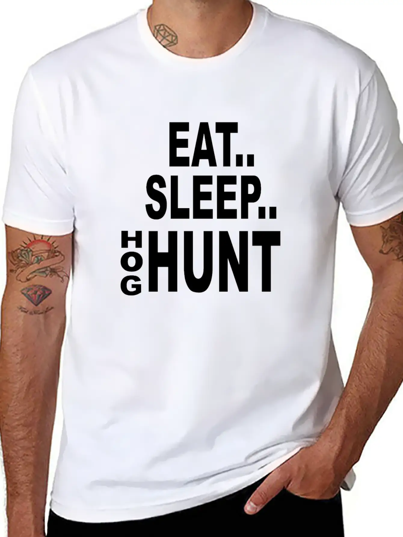 Eat Sleep Hog Hunt Breathable Soft Cotton T-Shirt – Timeless Casual Look