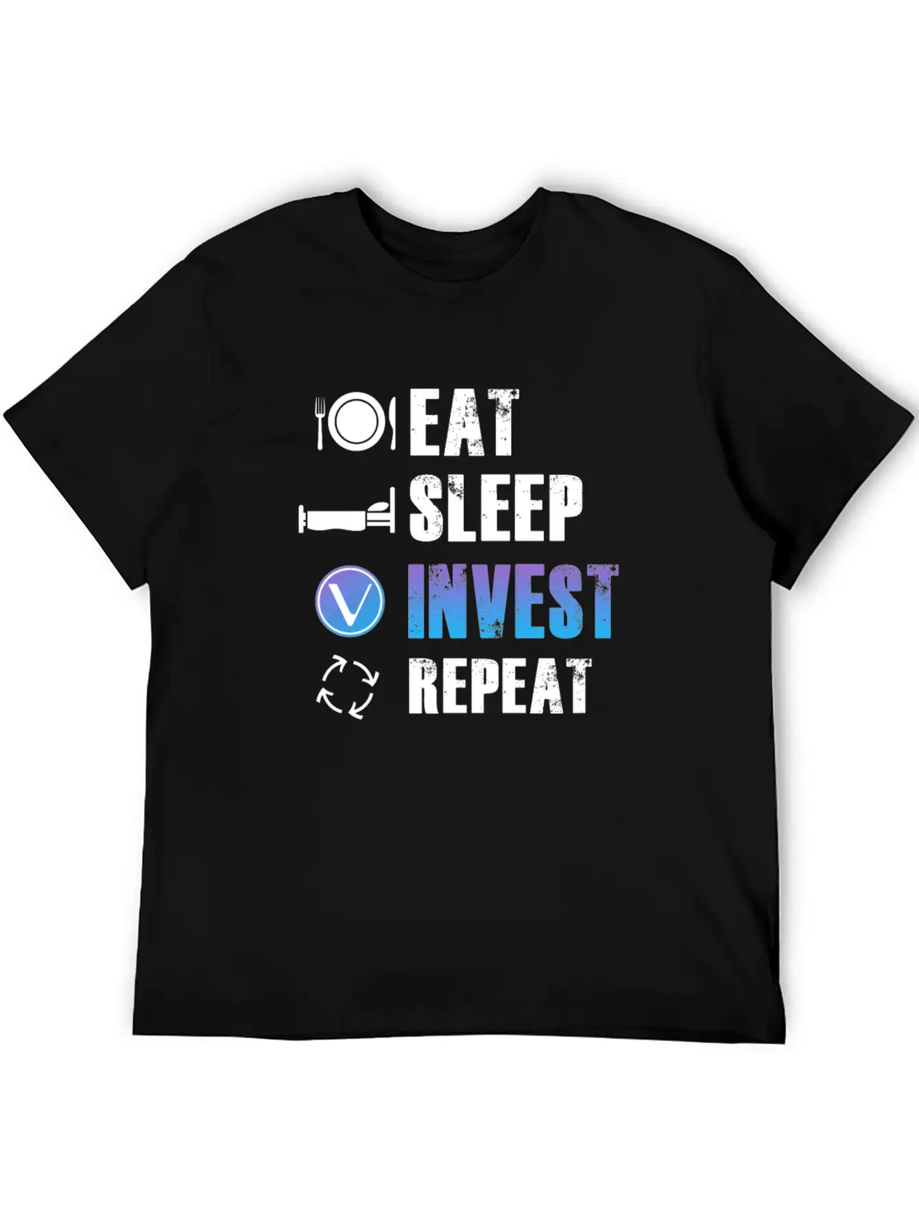 Eat Sleep Invest Repeat Vechain VET Blockchain Relaxed Everyday Tee – Lightweight And Durable Cotton