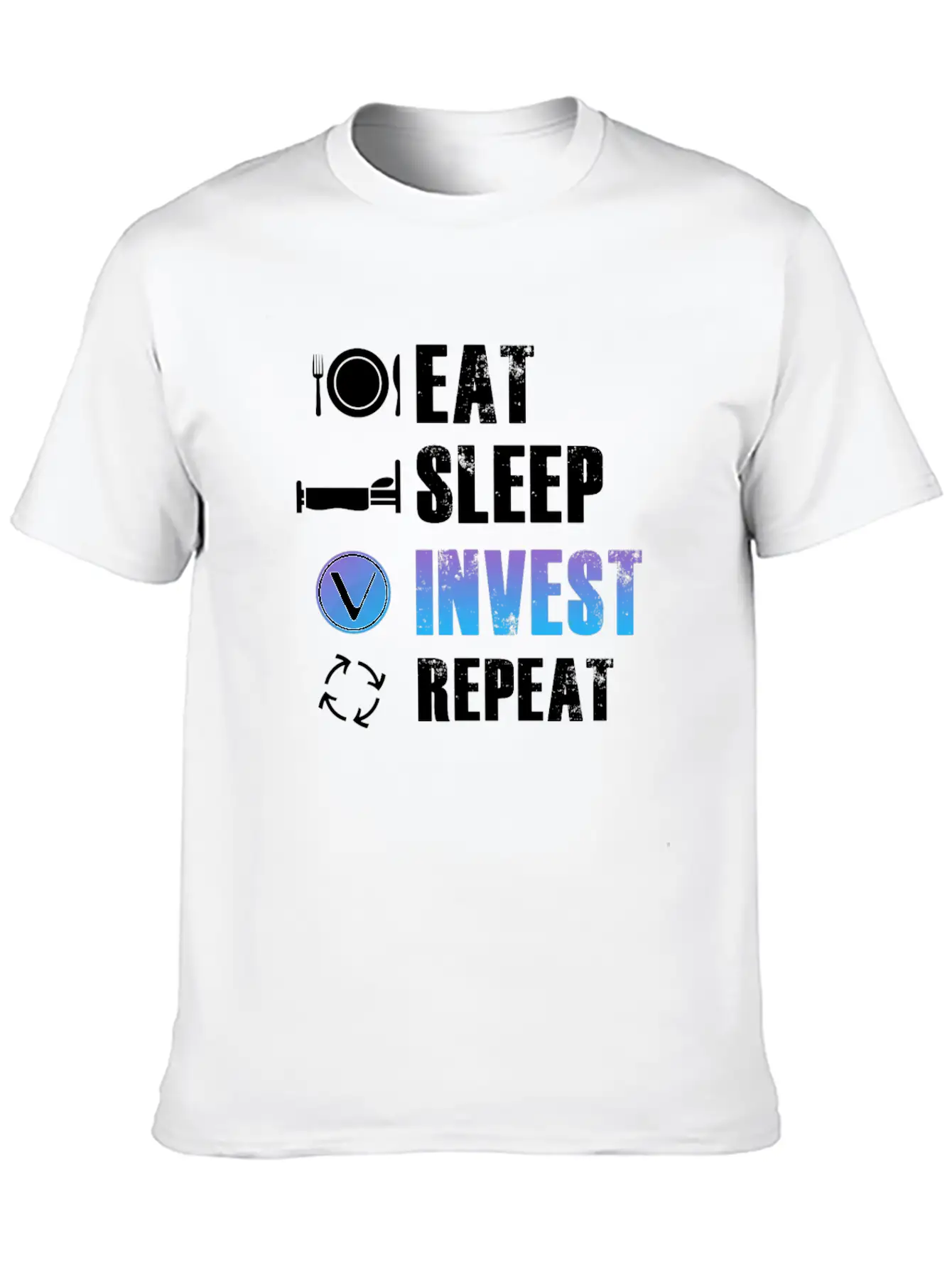 Eat Sleep Invest Repeat Vechain VET Blockchain Relaxed Everyday Tee – Lightweight And Durable Cotton