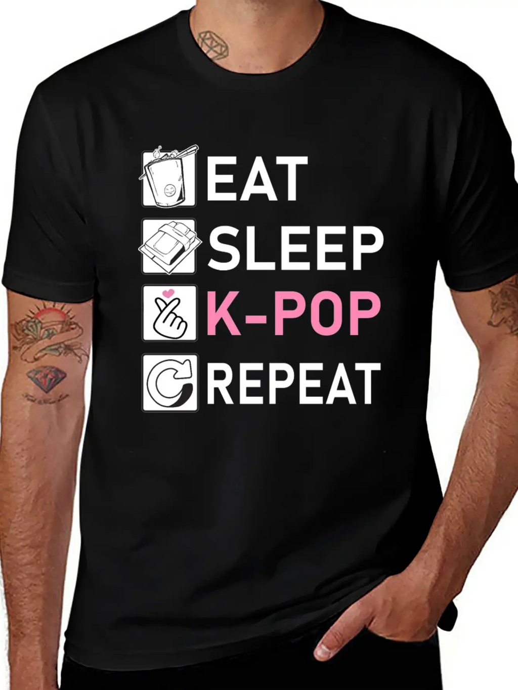 Eat Sleep K-Pop Repeat Breathable Soft Cotton T-Shirt – Timeless Casual Look