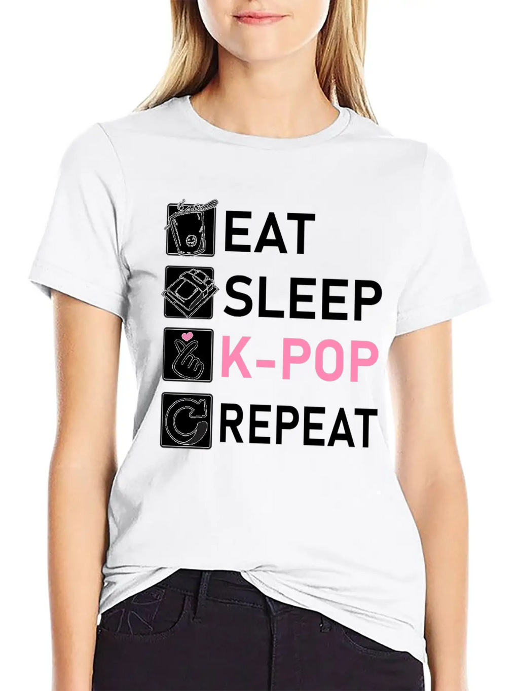 Eat Sleep K-Pop Repeat Breathable Soft Cotton T-Shirt – Timeless Casual Look
