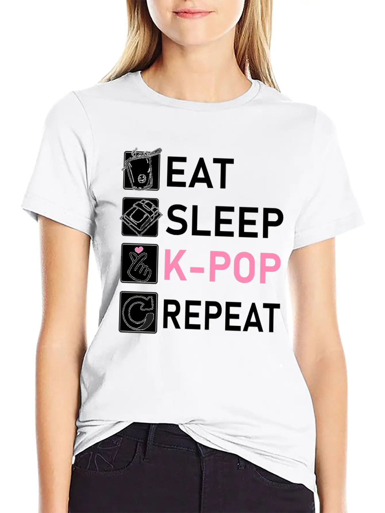 Eat Sleep K-Pop Repeat Breathable Soft Cotton T-Shirt – Timeless Casual Look