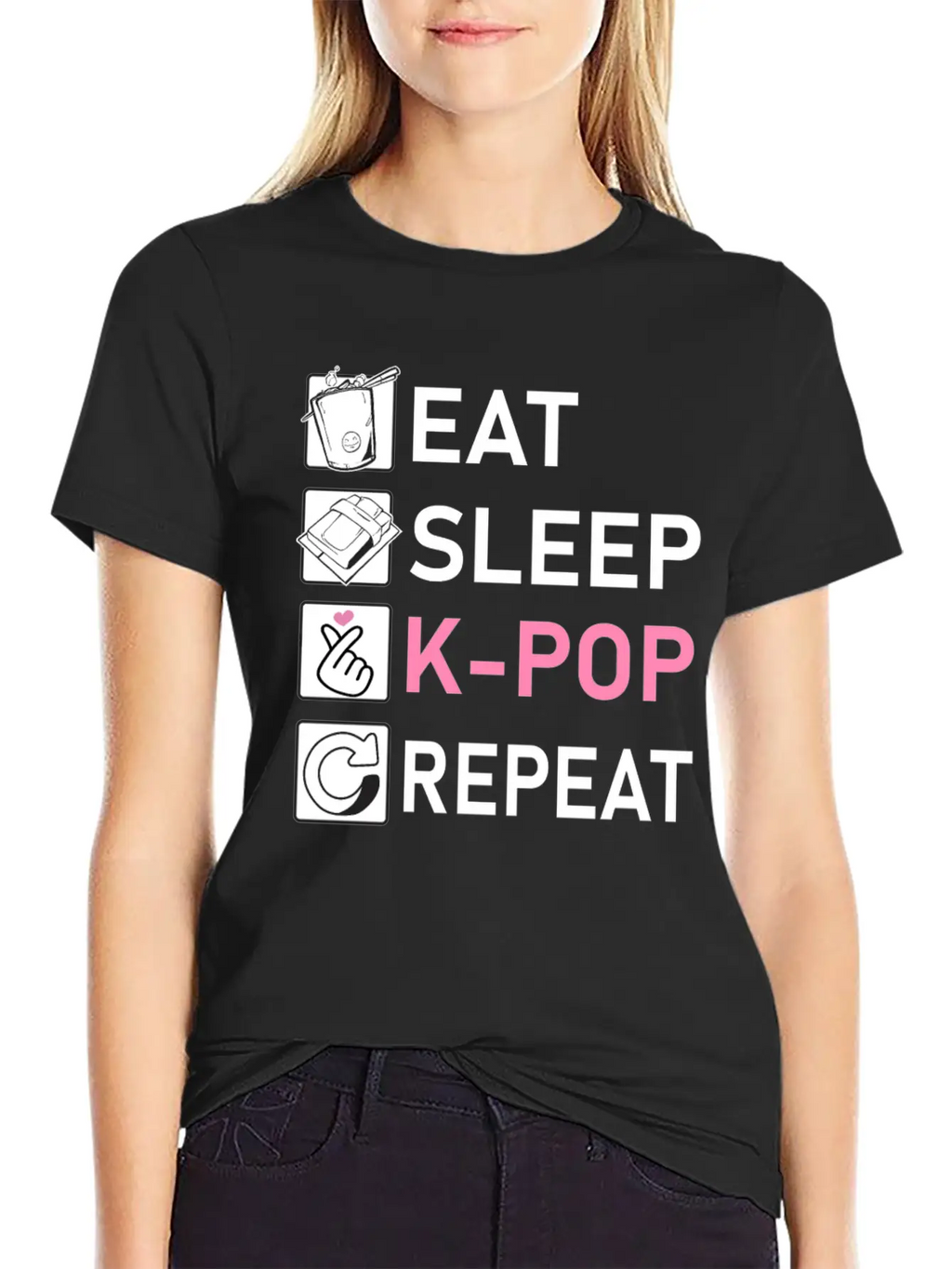 Eat Sleep K-Pop Repeat Breathable Soft Cotton T-Shirt – Timeless Casual Look