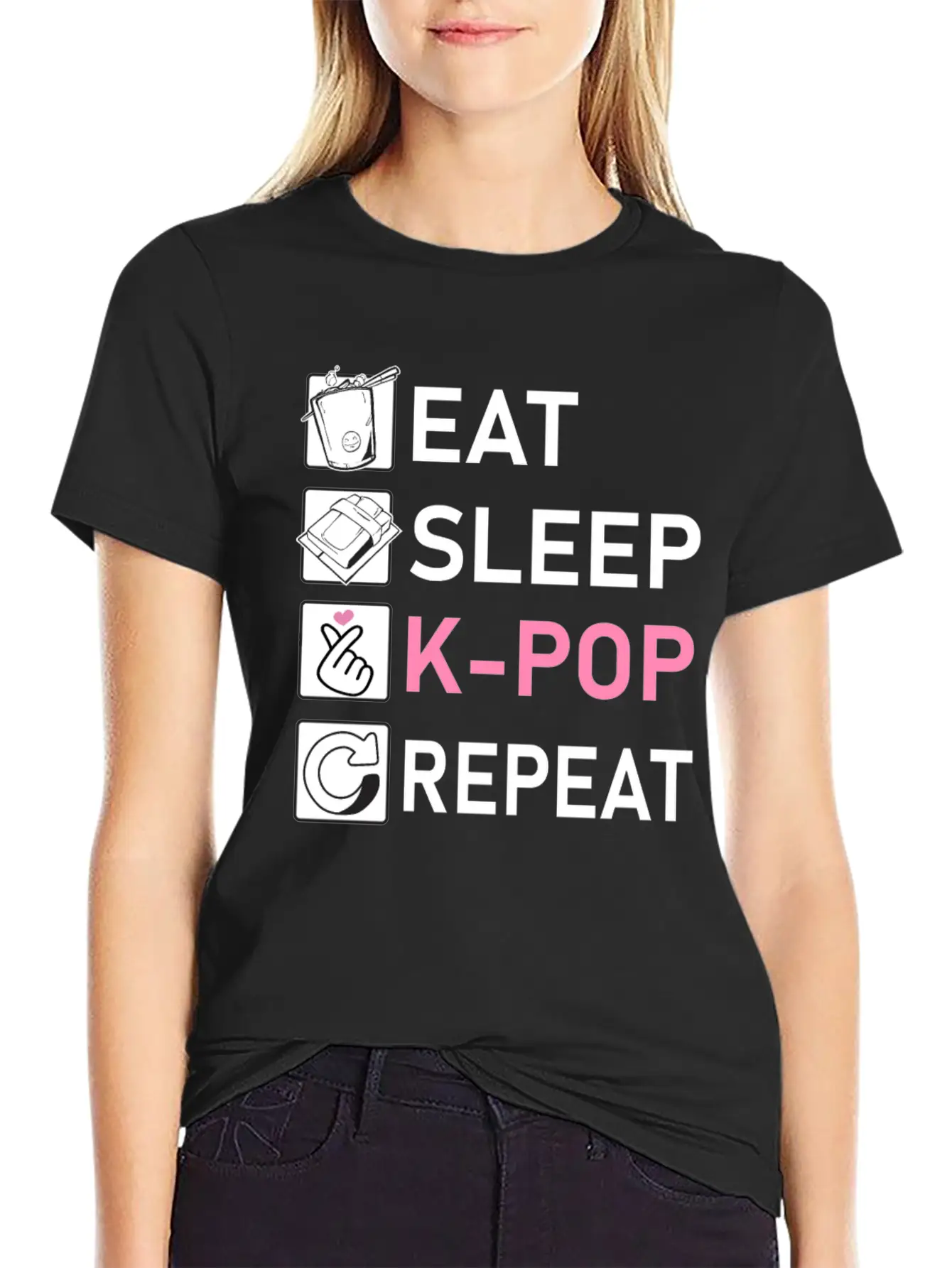 Eat Sleep K-Pop Repeat Breathable Soft Cotton T-Shirt – Timeless Casual Look