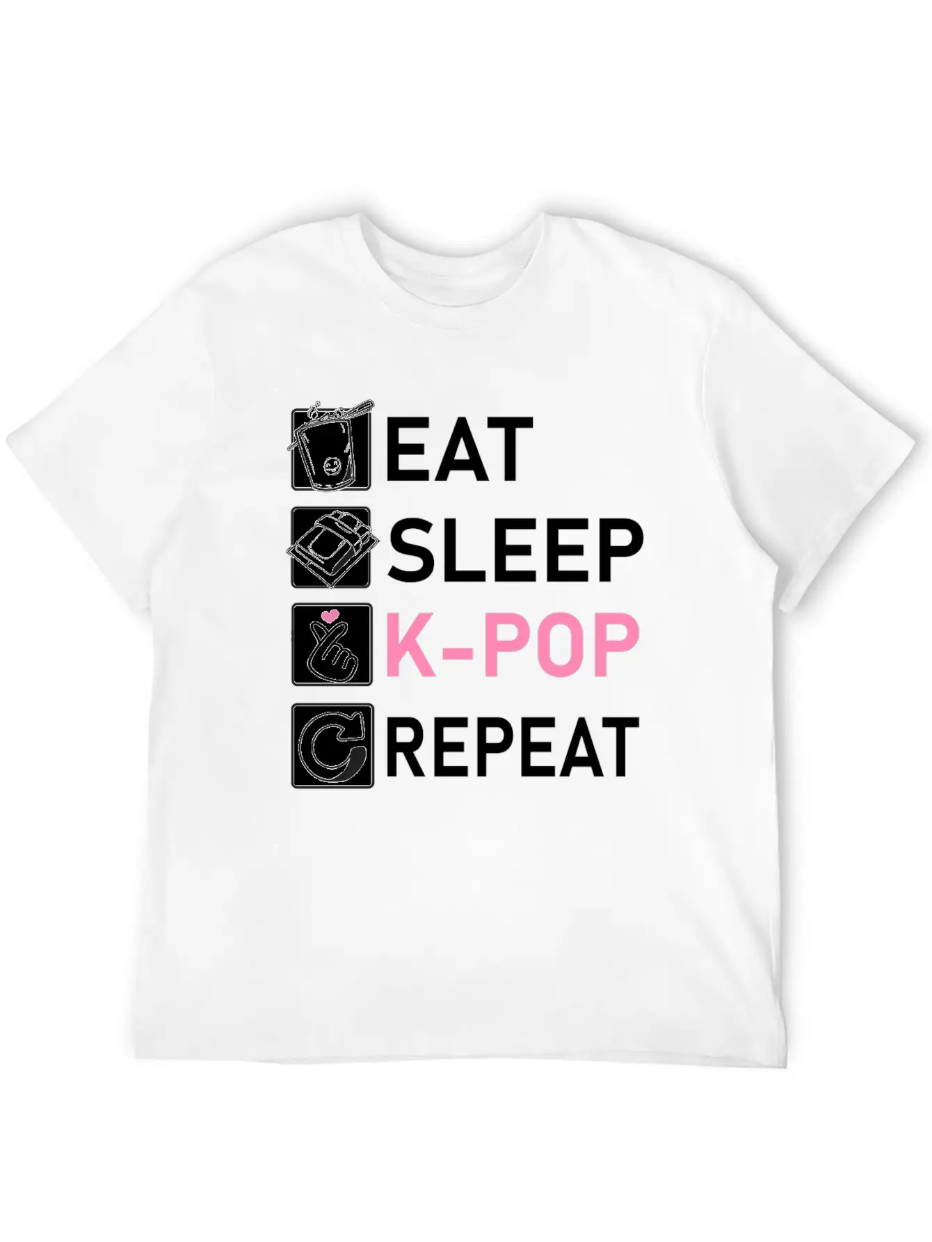 Eat Sleep K-Pop Repeat Breathable Soft Cotton T-Shirt – Timeless Casual Look