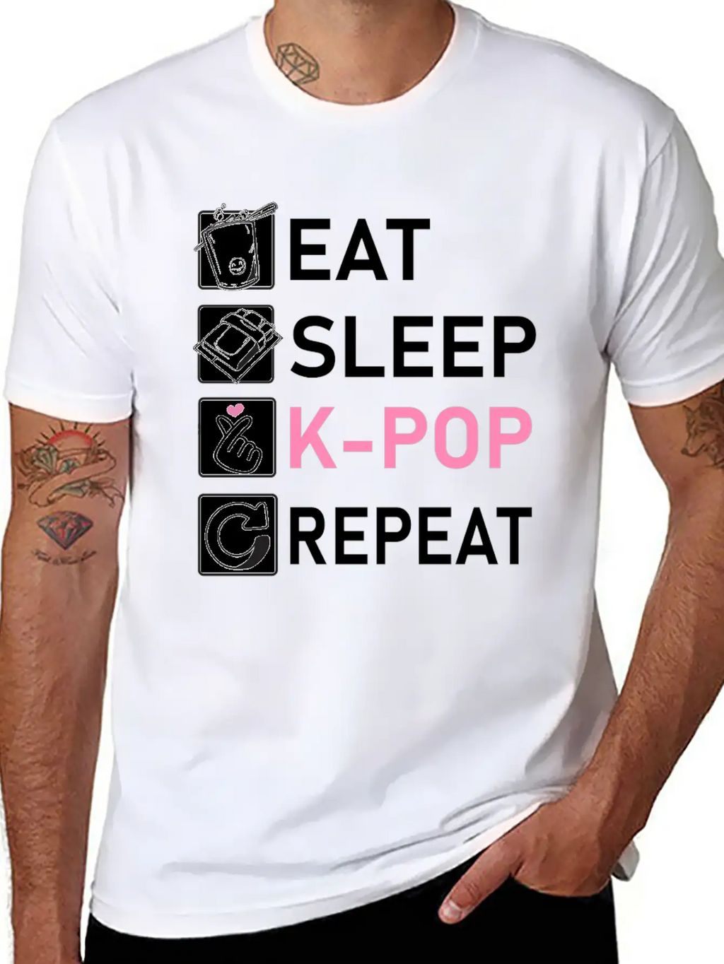 Eat Sleep K-Pop Repeat Breathable Soft Cotton T-Shirt – Timeless Casual Look