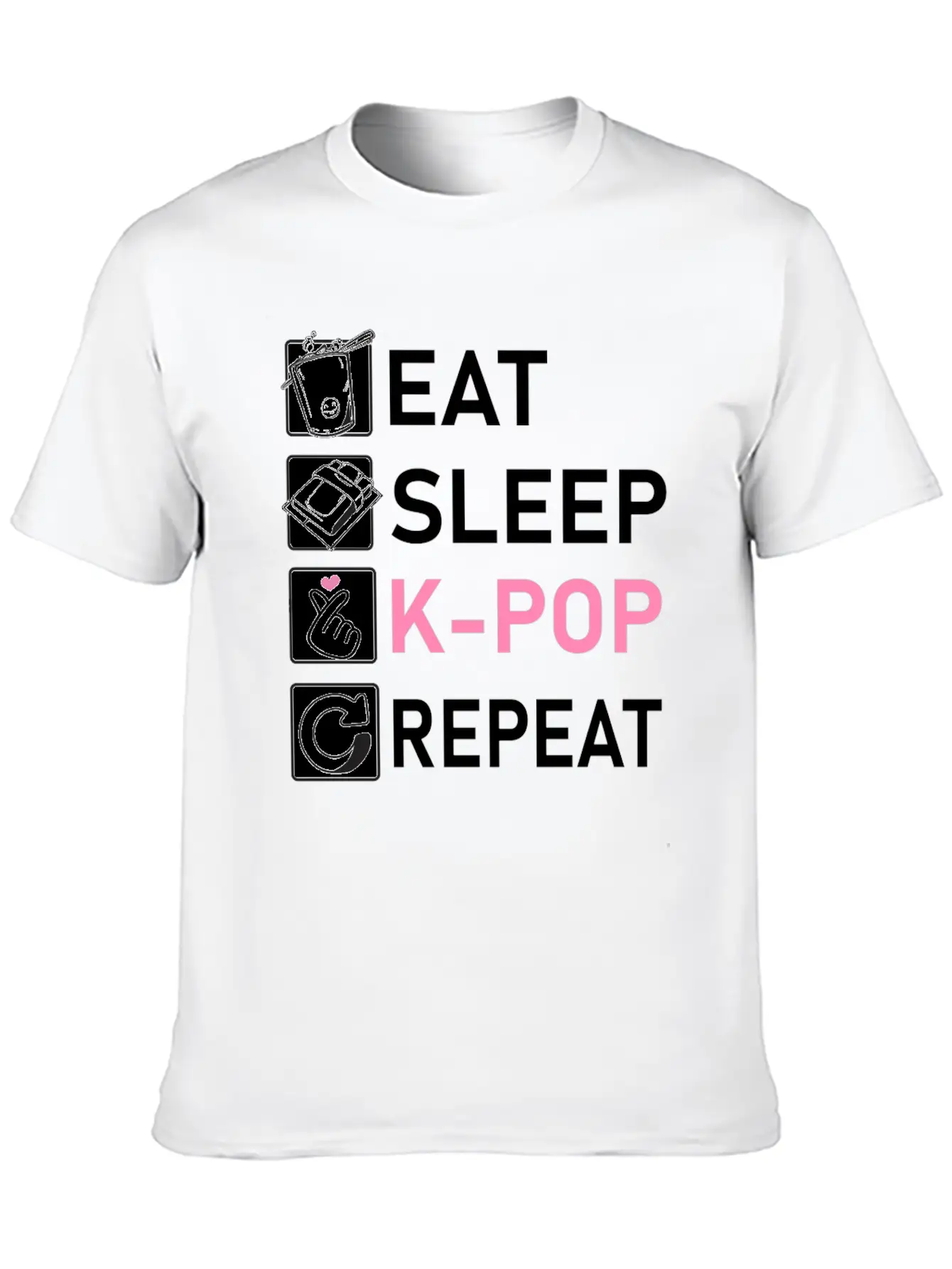 Eat Sleep K-Pop Repeat Breathable Soft Cotton T-Shirt – Timeless Casual Look