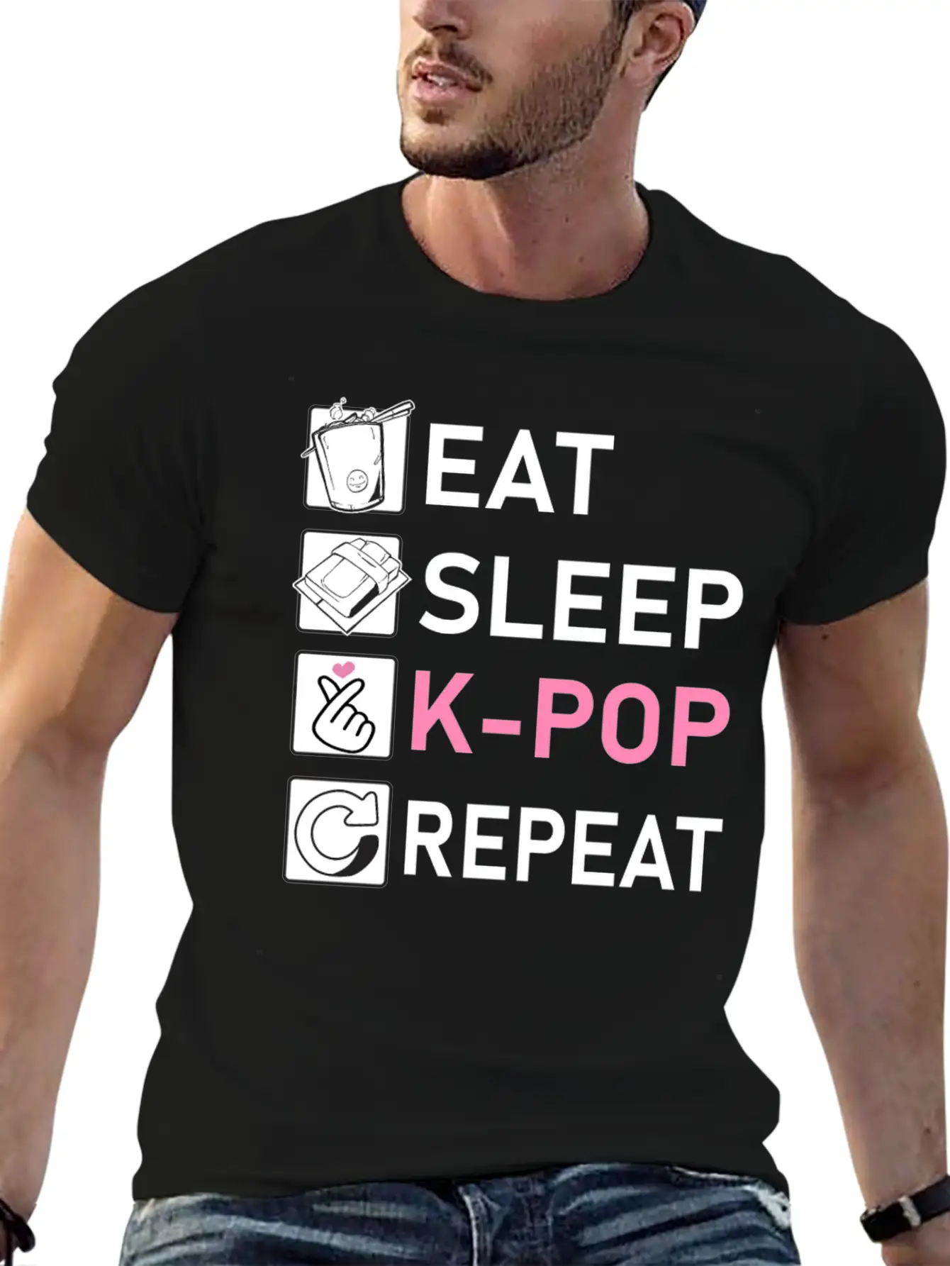 Eat Sleep K-Pop Repeat Breathable Soft Cotton T-Shirt – Timeless Casual Look