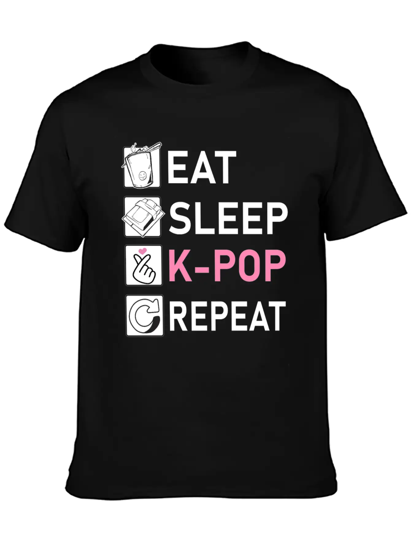 Eat Sleep K-Pop Repeat Breathable Soft Cotton T-Shirt – Timeless Casual Look