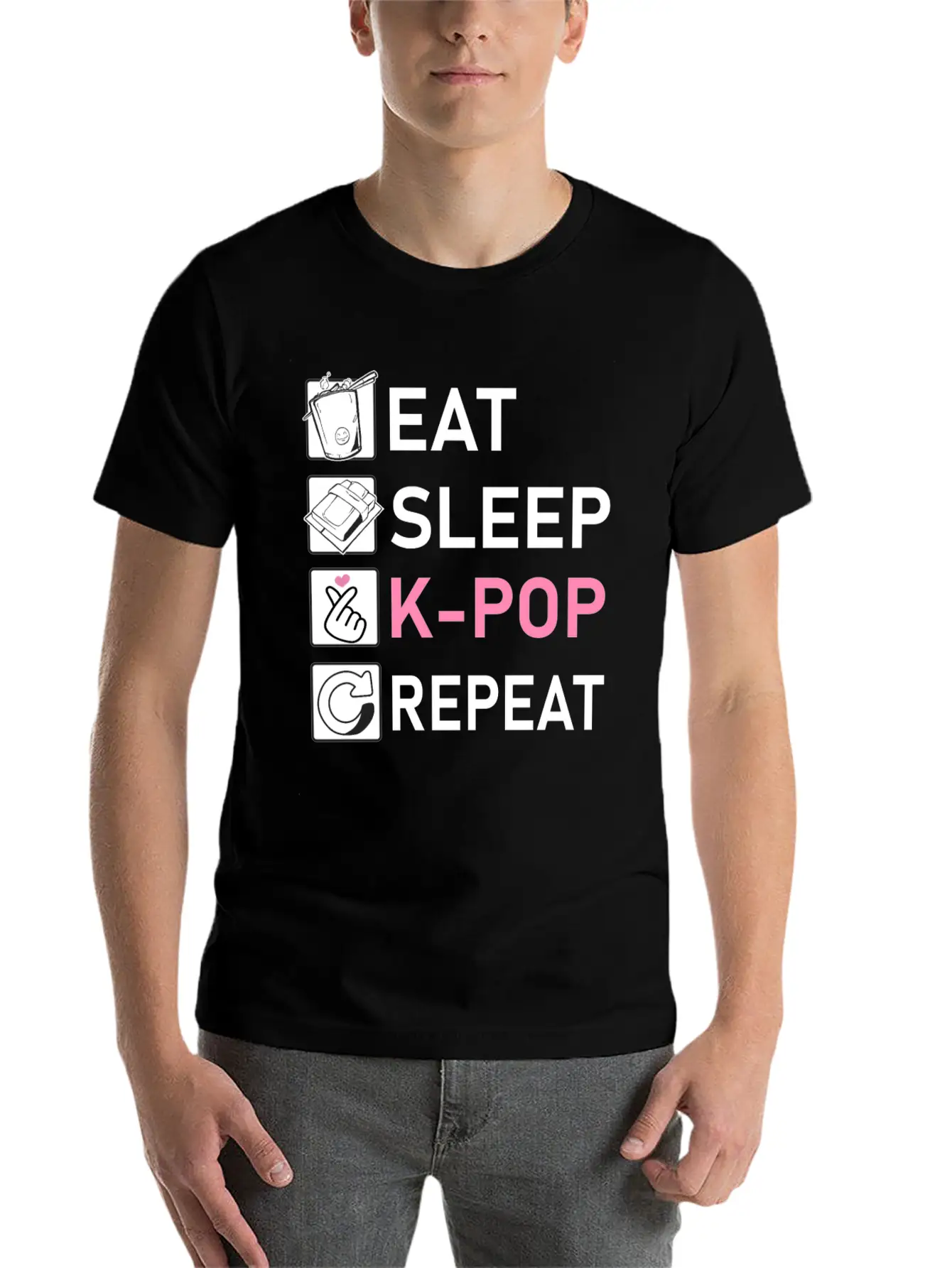 Eat Sleep K-Pop Repeat Breathable Soft Cotton T-Shirt – Timeless Casual Look