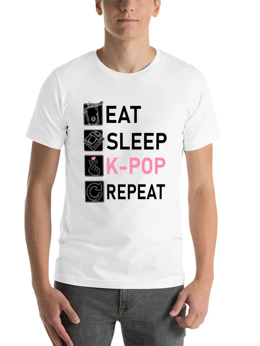 Eat Sleep K-Pop Repeat Breathable Soft Cotton T-Shirt – Timeless Casual Look