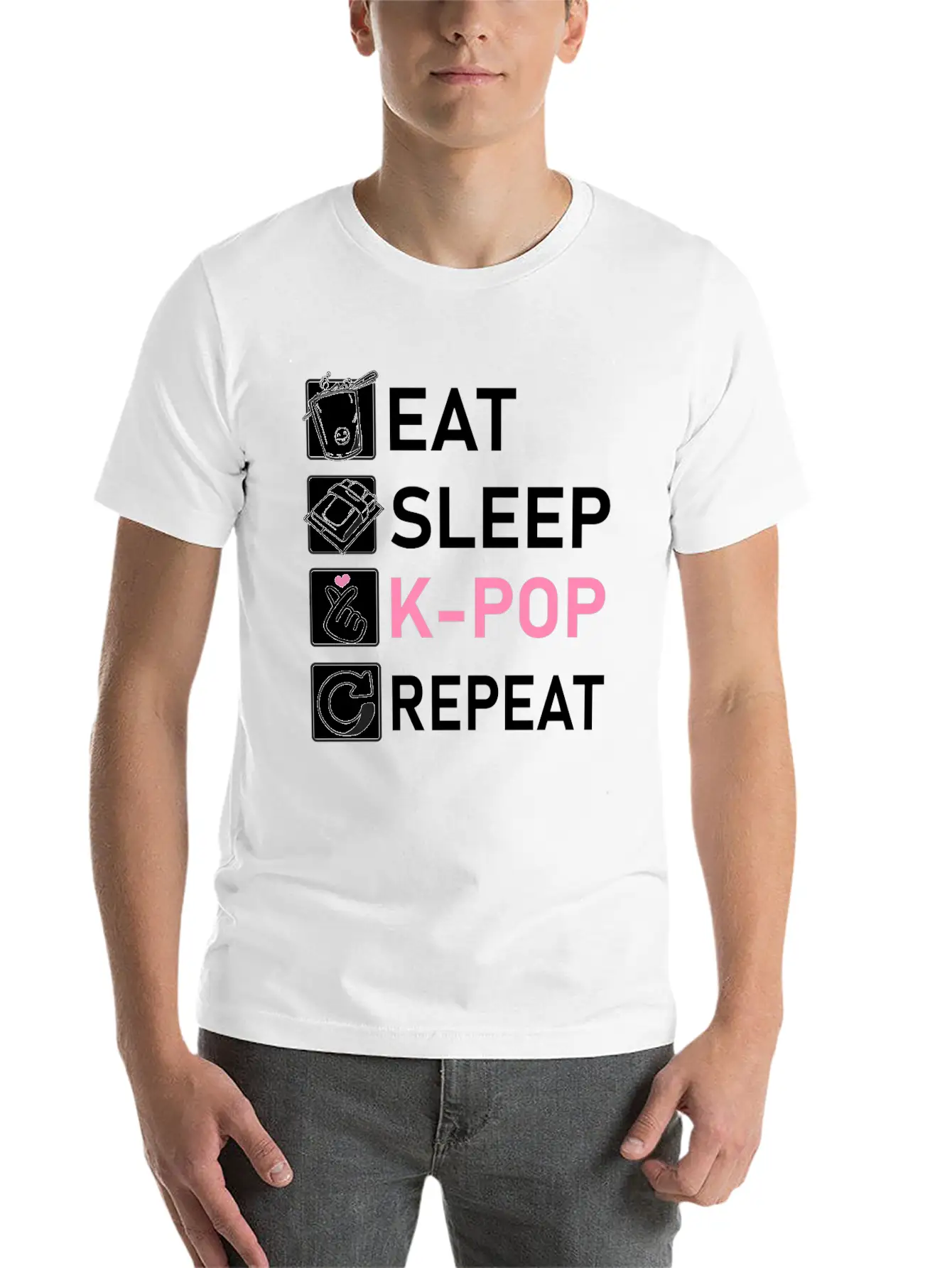 Eat Sleep K-Pop Repeat Breathable Soft Cotton T-Shirt – Timeless Casual Look