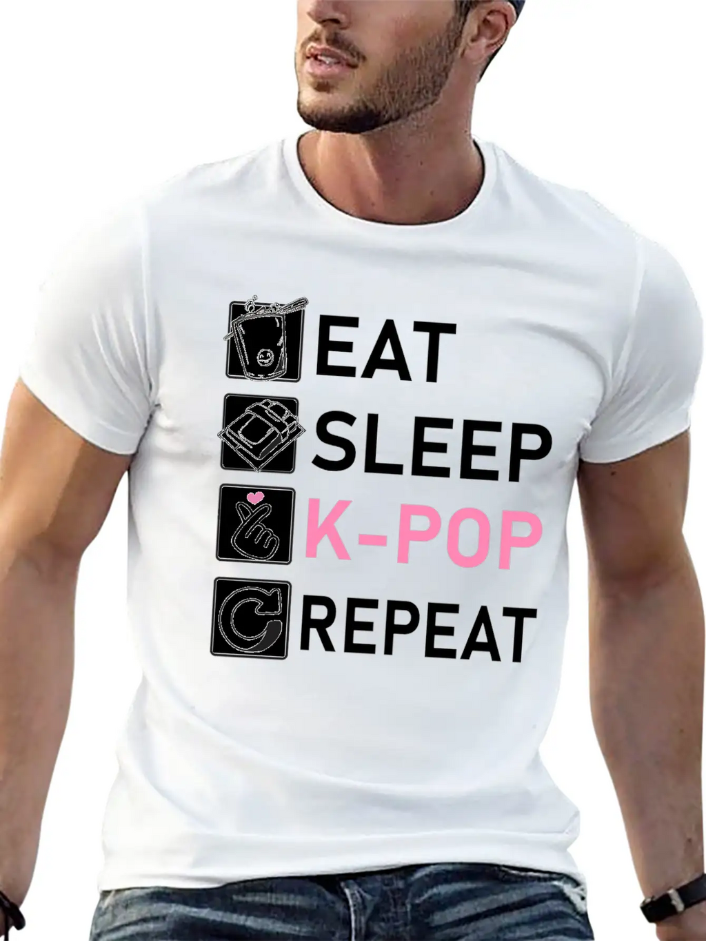 Eat Sleep K-Pop Repeat Breathable Soft Cotton T-Shirt – Timeless Casual Look