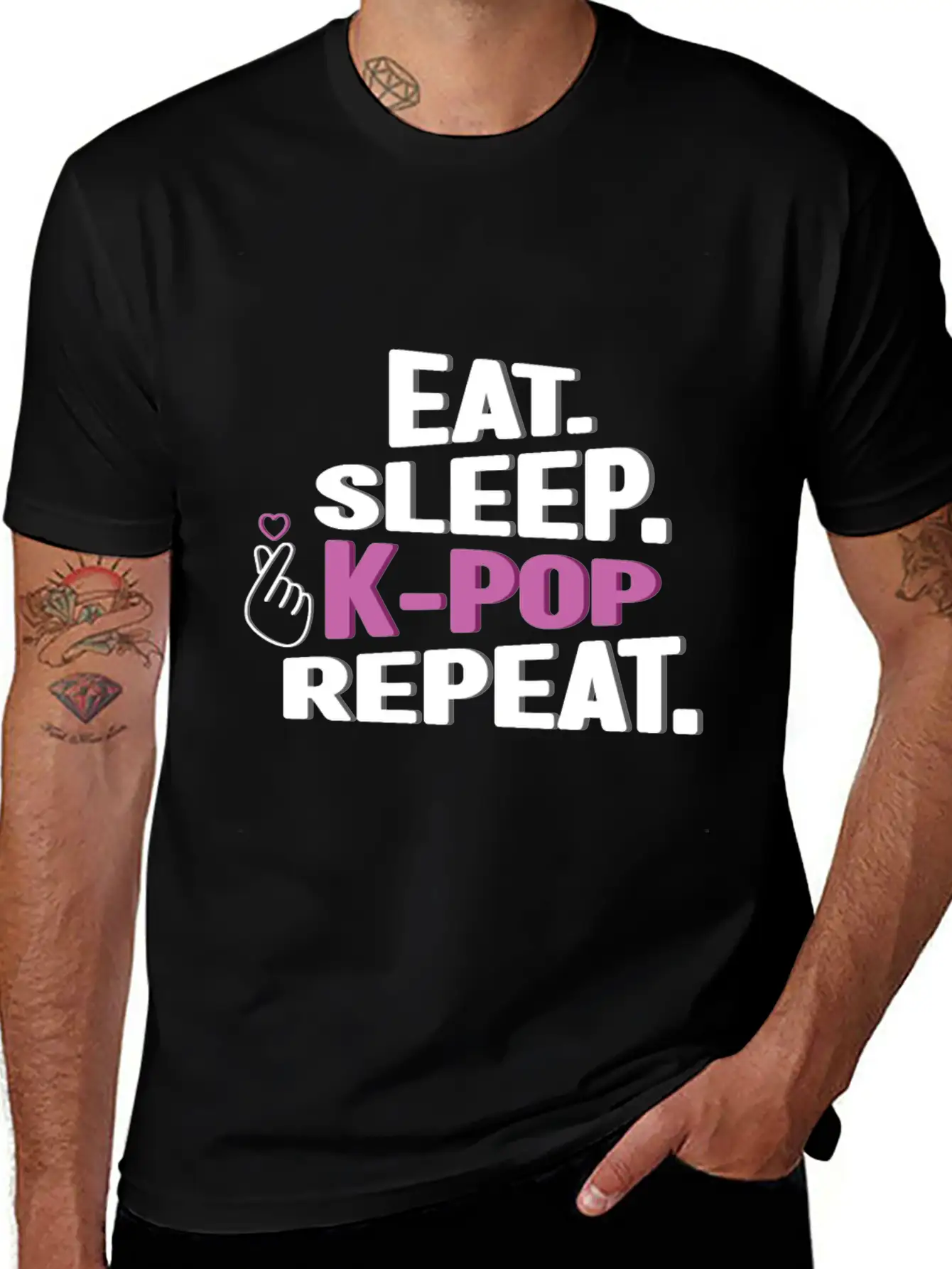 Eat Sleep K-Pop Repeat Korean Music K-Pop Kdrama Relaxed Everyday Tee – Lightweight And Durable Cotton