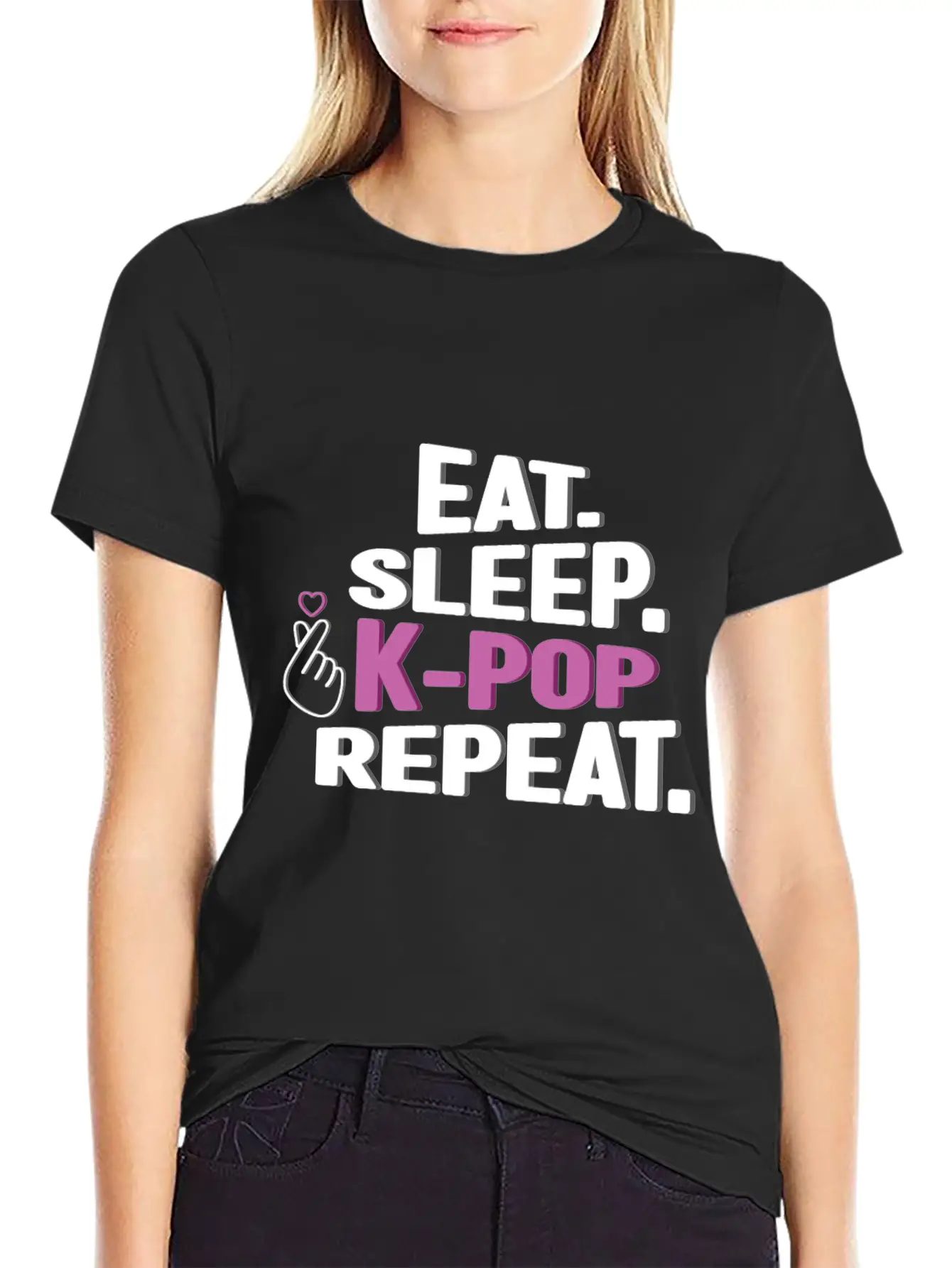 Eat Sleep K-Pop Repeat Korean Music K-Pop Kdrama Relaxed Everyday Tee – Lightweight And Durable Cotton