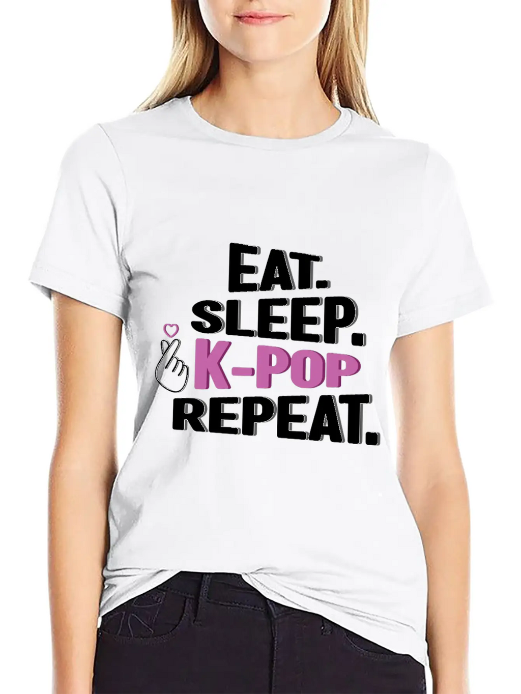 Eat Sleep K-Pop Repeat Korean Music K-Pop Kdrama Relaxed Everyday Tee – Lightweight And Durable Cotton
