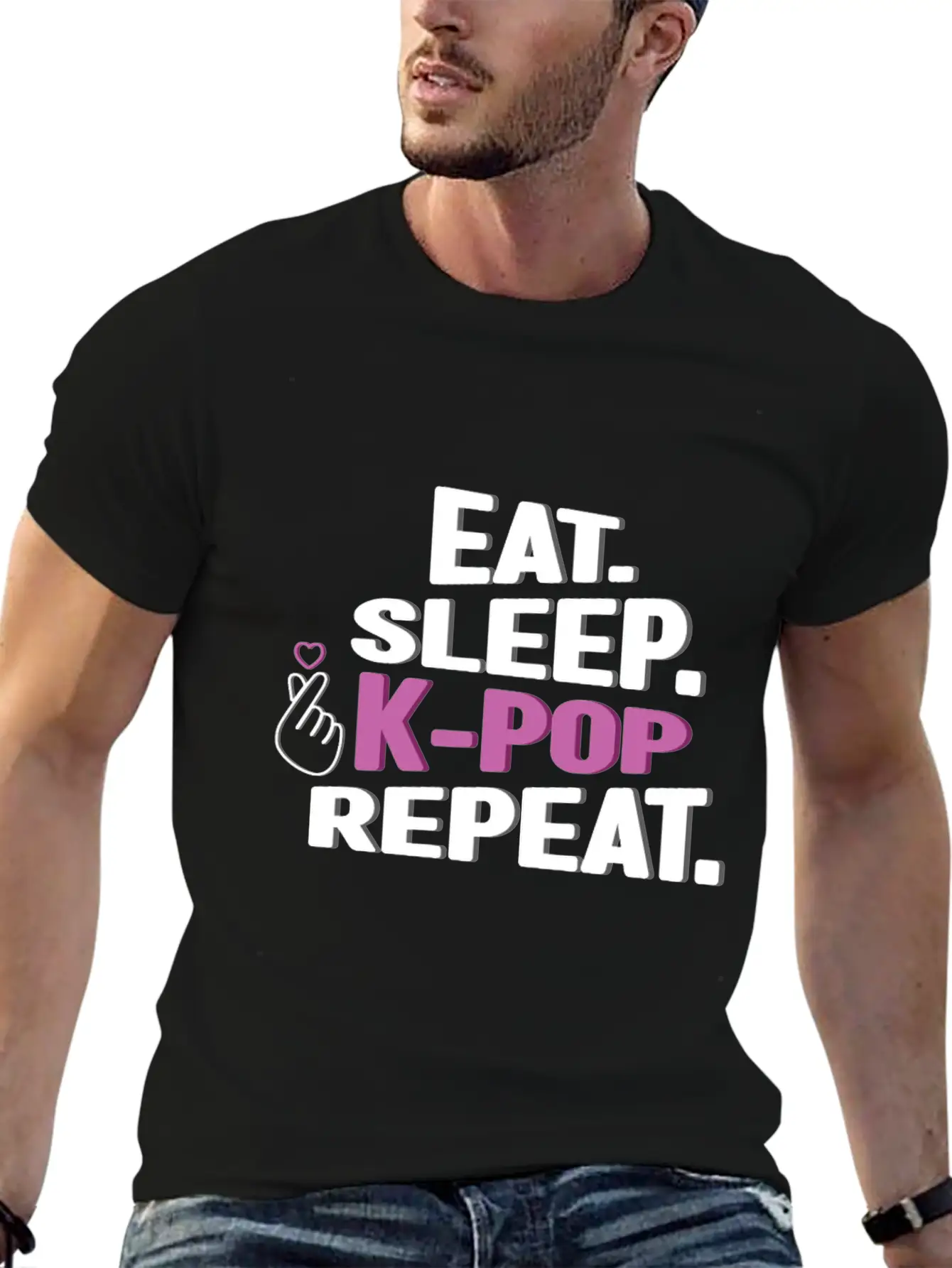Eat Sleep K-Pop Repeat Korean Music K-Pop Kdrama Relaxed Everyday Tee – Lightweight And Durable Cotton