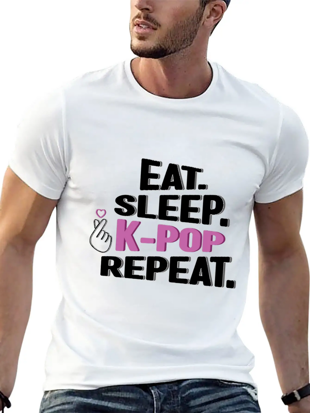 Eat Sleep K-Pop Repeat Korean Music K-Pop Kdrama Relaxed Everyday Tee – Lightweight And Durable Cotton
